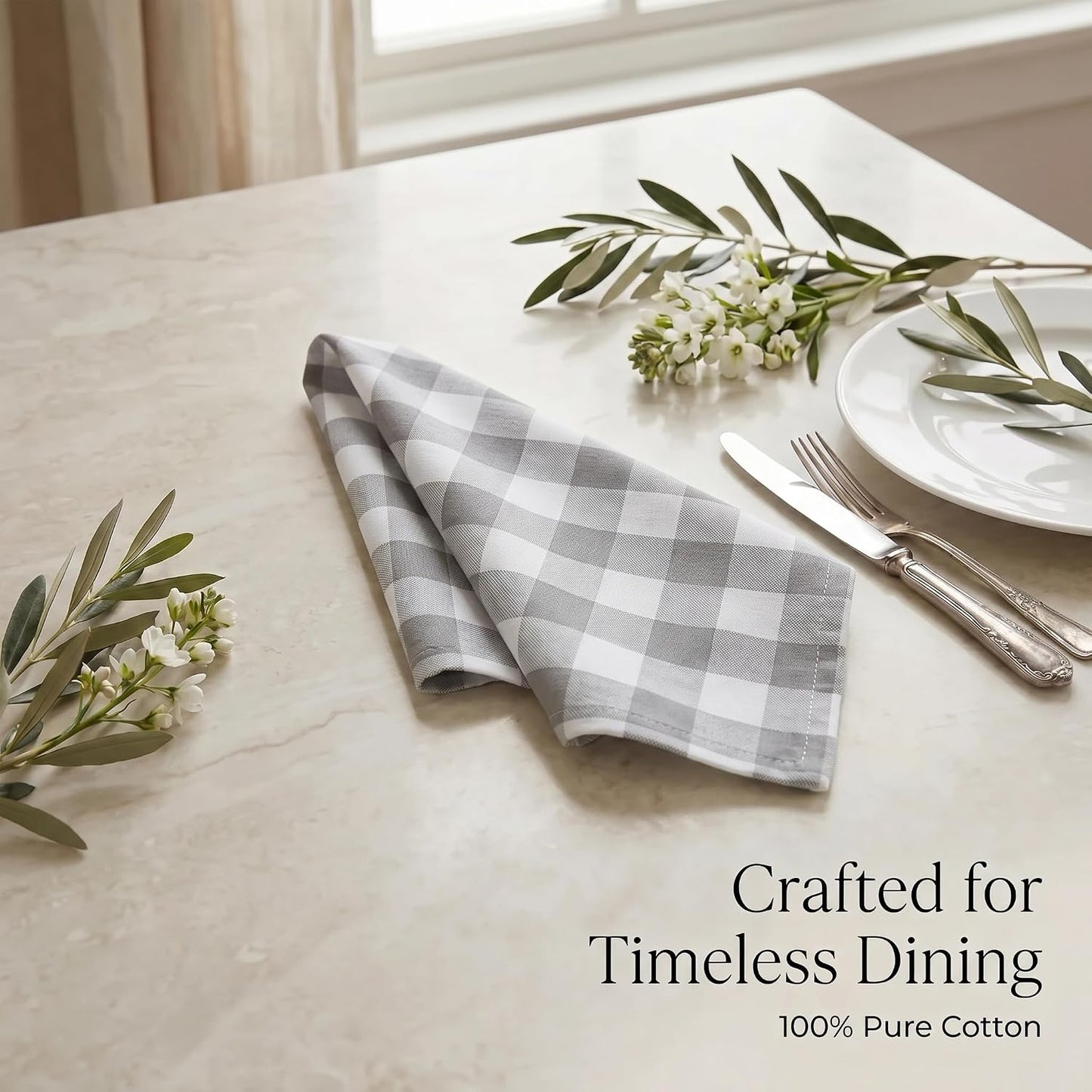 Urban Villa Cloth Napkins Cotton 20x20 (Set of 12) Grey
