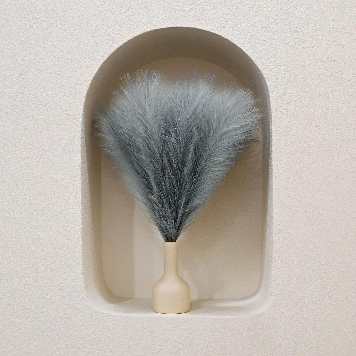 Faux Pampas Grass Arrangement / E2- Grey / Set of 6