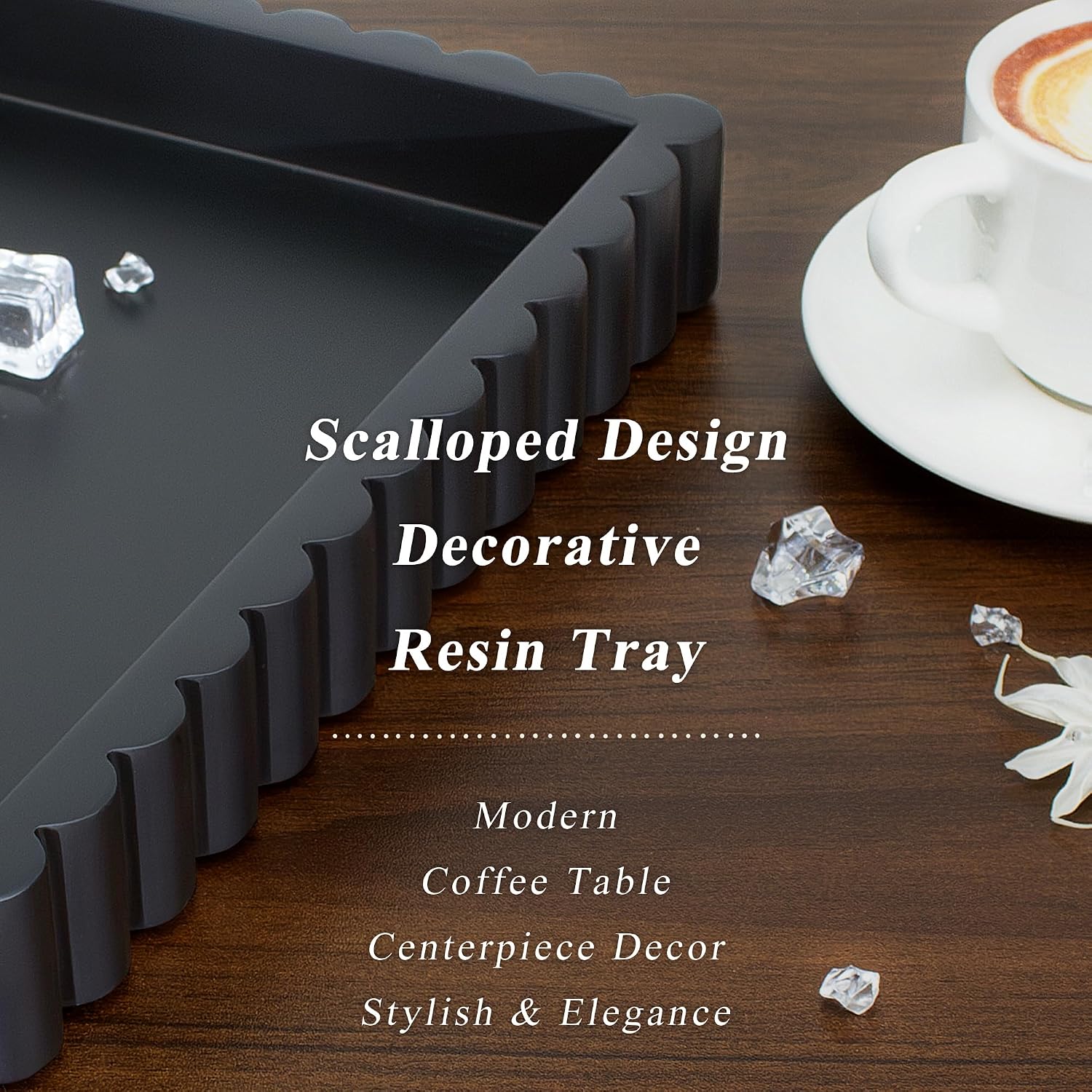 Scalloped Coffee Table Tray / Black