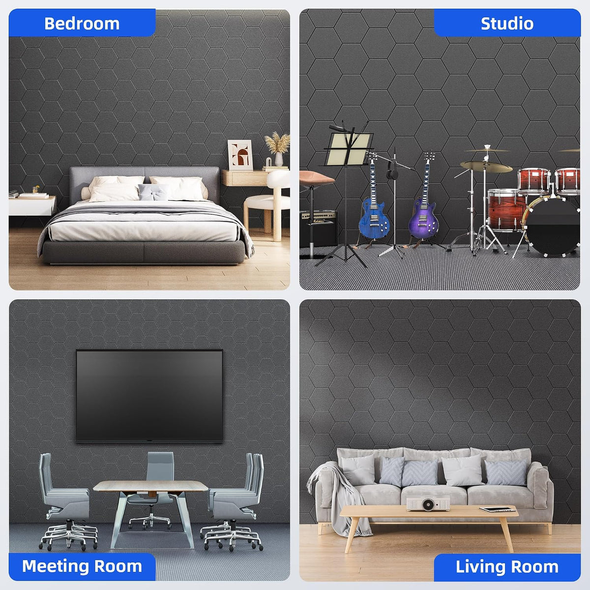 20 Pack Acoustic Panels with Self Adhesive, 12" X 12" X 0.4" High Density Sound Proof Foam Panels for Walls, Soundproof