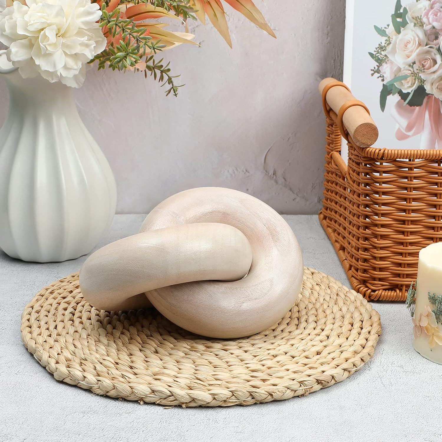 Wood Knot Decor Wood Chain Link Decor Bohemian Farmhouse Knot Desk Shelf ations