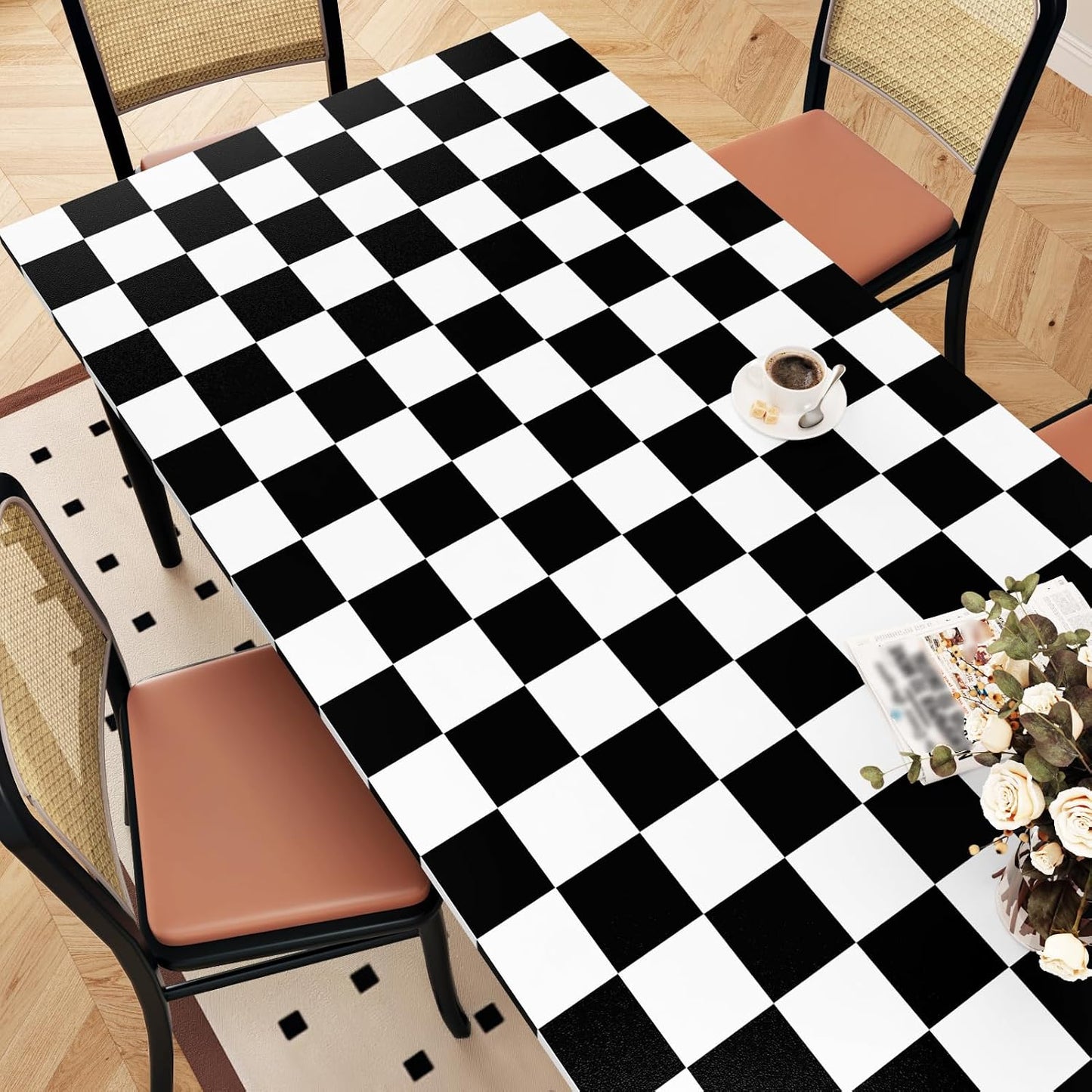 White Checkered Wallpaper Modern Geometric Peel and Stick Wallpaper Lattice / 15.8 x 236 / Black