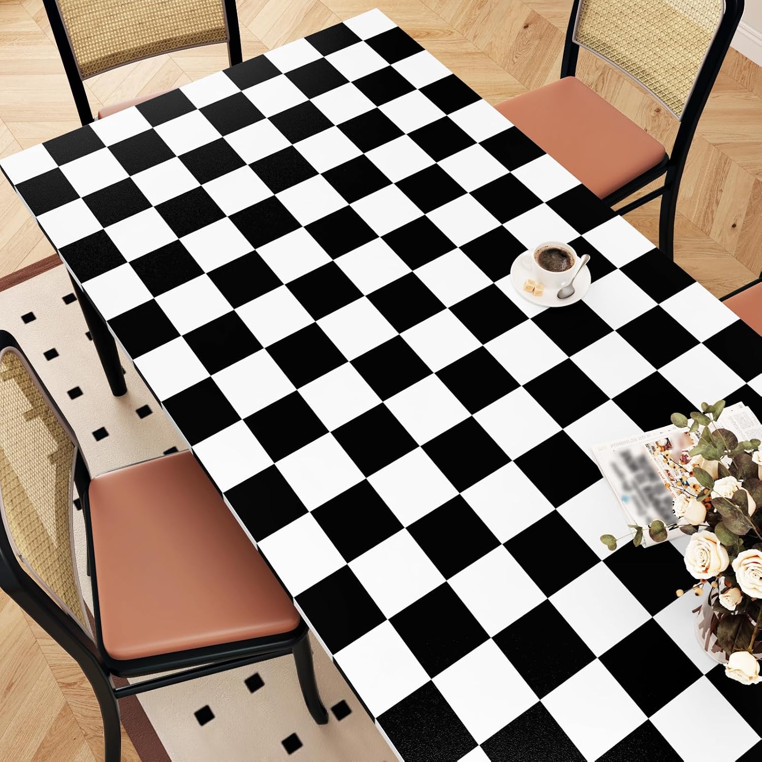 White Checkered Wallpaper Modern Geometric Peel and Stick Wallpaper Lattice / 15.8 x 236 / Black