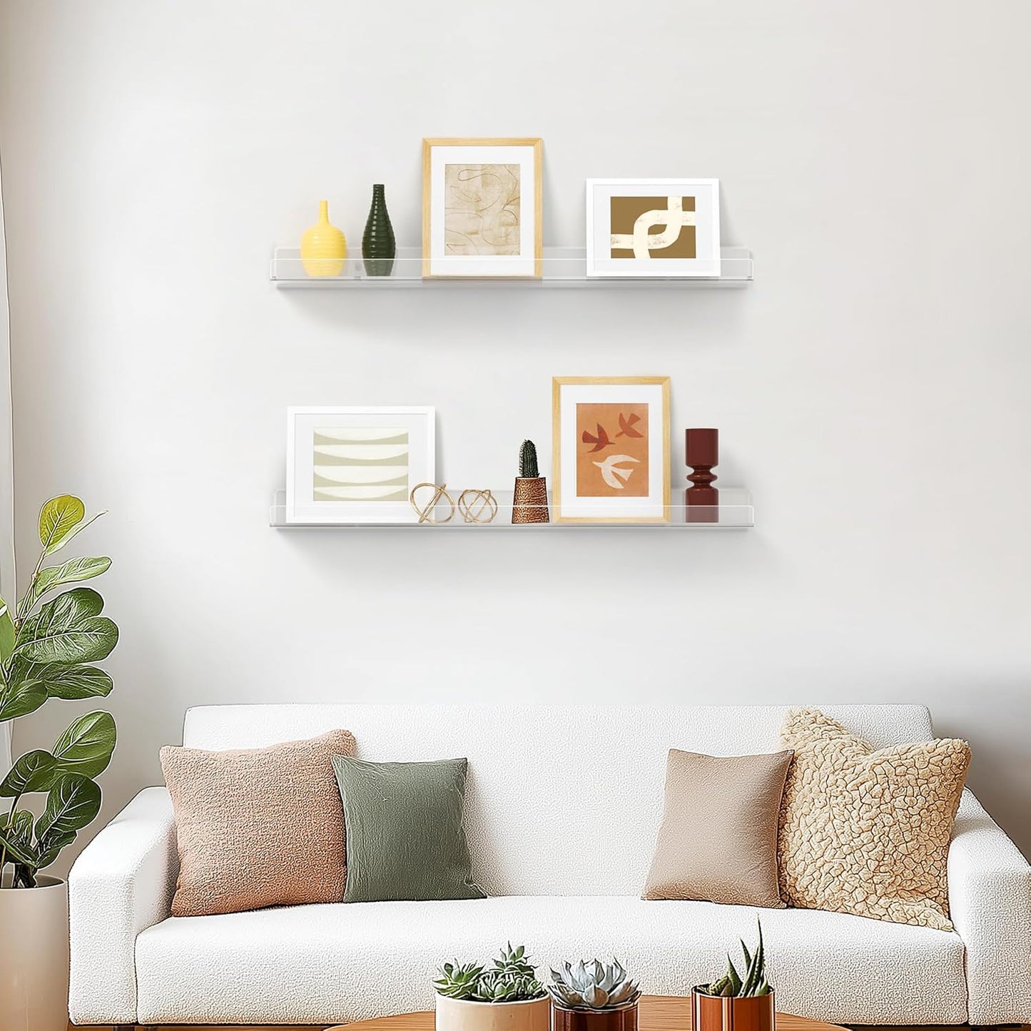 36 Inches Clear Acrylic Floating Shelves Wall, Bookshelf for Kids, Nursery Book Shelves, Magazine Rack, Picture Ledge