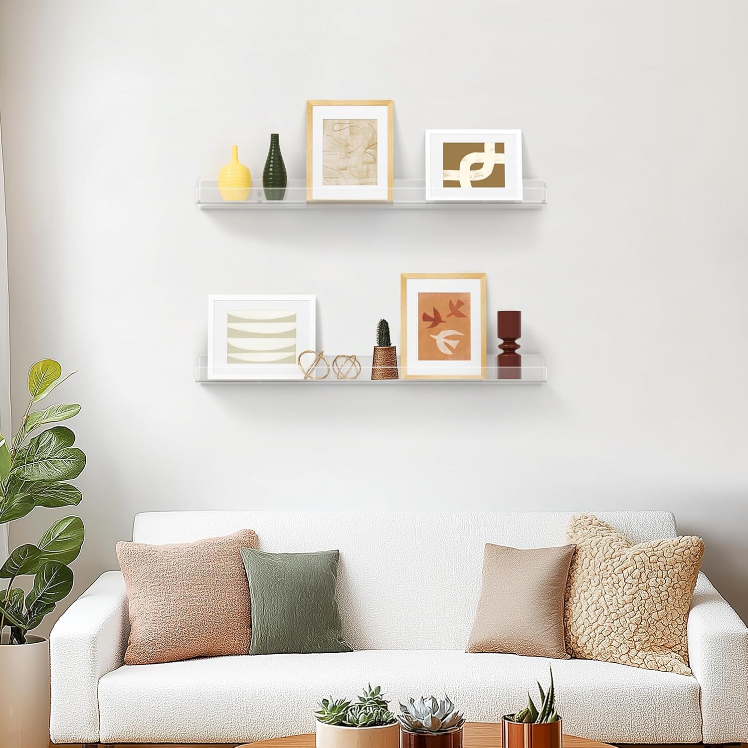 36 Inches Clear Acrylic Floating Shelves Wall, Bookshelf for Kids, Nursery Book Shelves, Magazine Rack, Picture Ledge