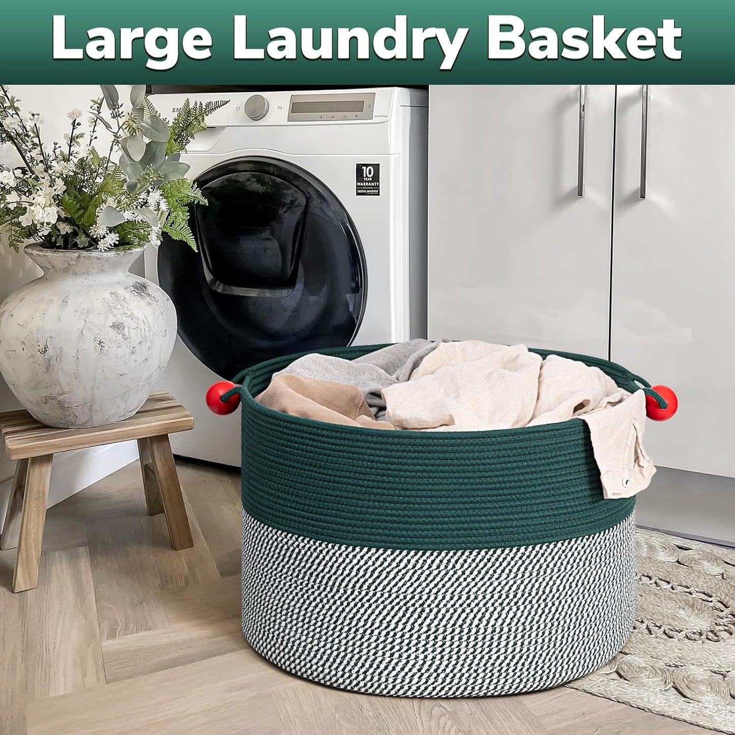 Large Storage Basket / Green / 21.7 x 21.7 x 13.8