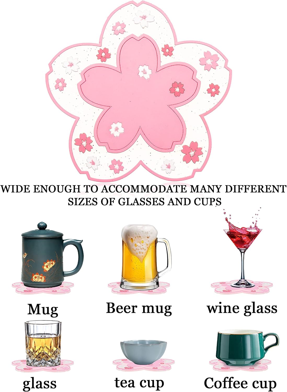 Flower Coasters for Drinks / Flower Pink / Set of 6