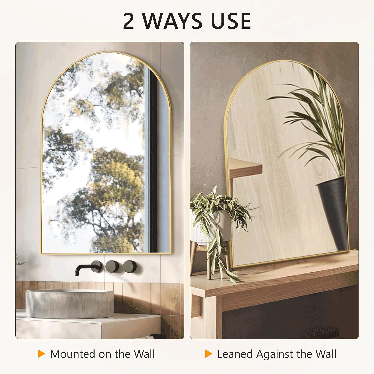 Metal Frame Vanity Mirror / Gold / 38"L x 26"W / 38 x 26