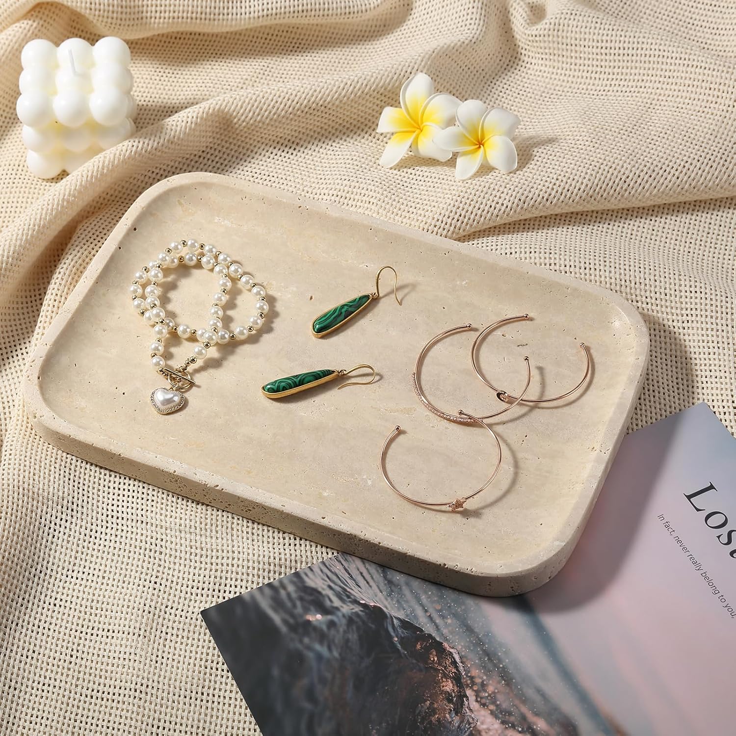 Romano Travertine Tray / Travertino Romano / Natural / 12 x 8