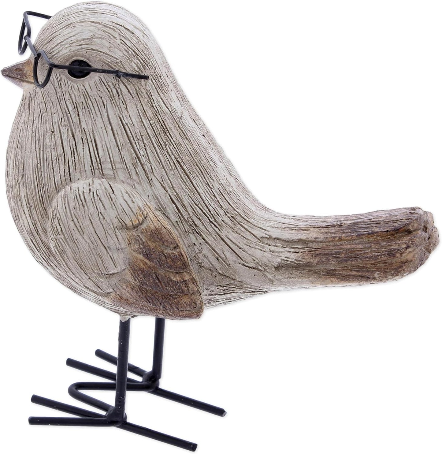 Decorative Standing Bird Figurine Wearing Glasses / Brown
