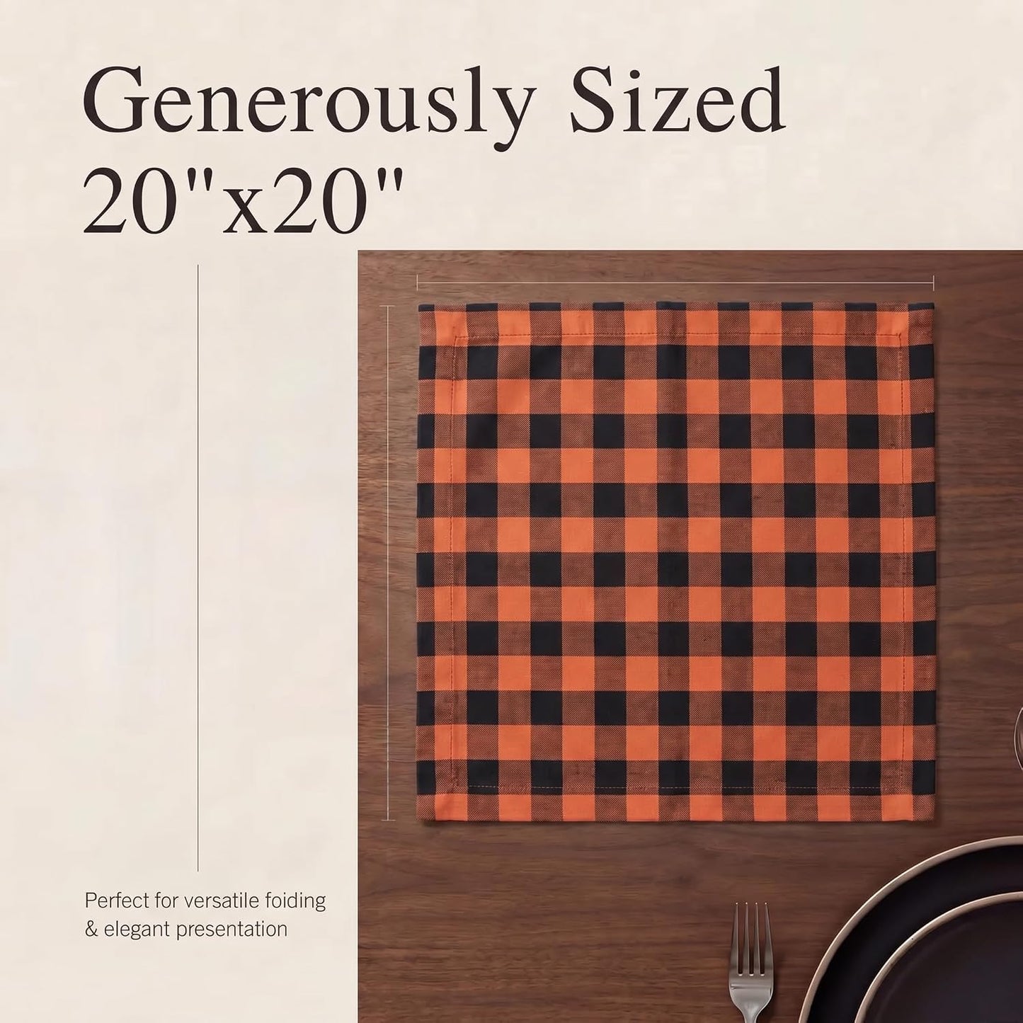 Urban Villa Cloth Napkins Cotton 12x12 (Set of 12) Orange/Black
