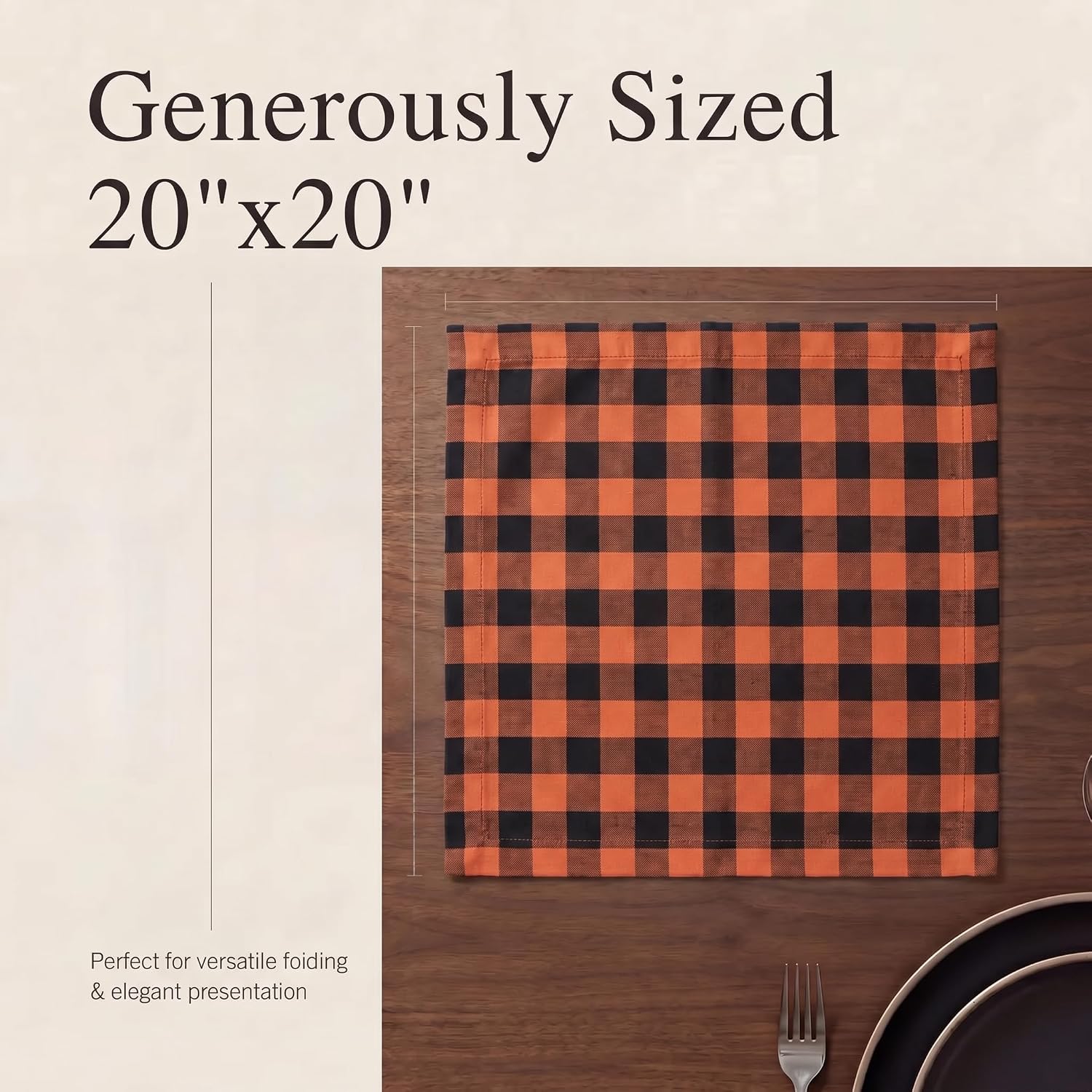 Urban Villa Cloth Napkins Cotton 12x12 (Set of 12) Orange/Black