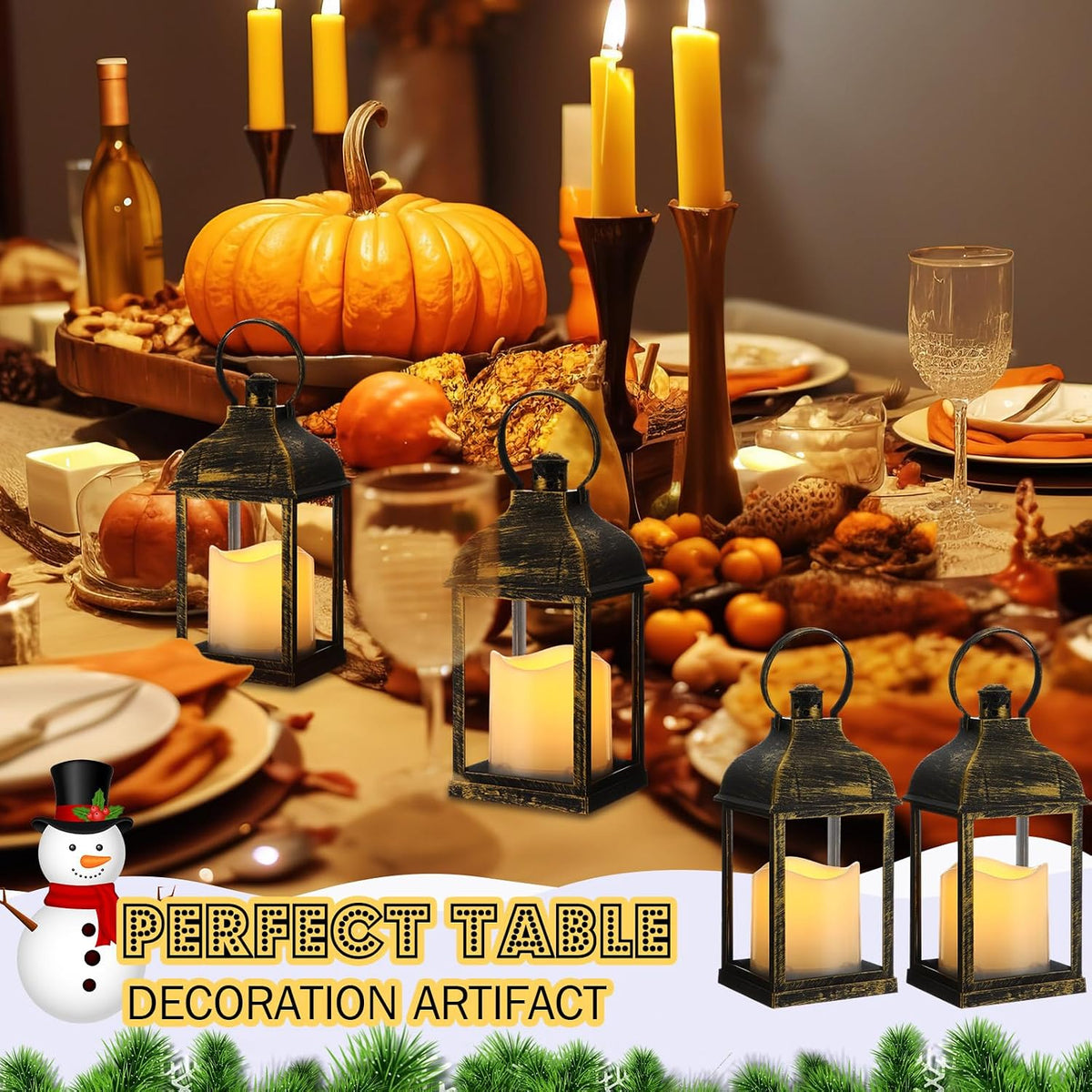 12 Pack 10 Inch Bronze Decorative Candle Lantern Bulk LED Flameless | Lanterns Centerpiece Battery Powered Flameless