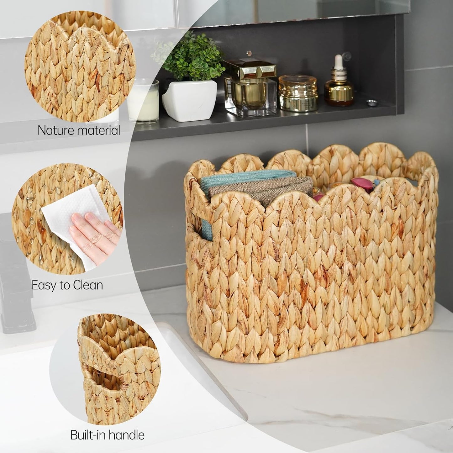 Scalloped Wicker Basket / Water Hyacinth