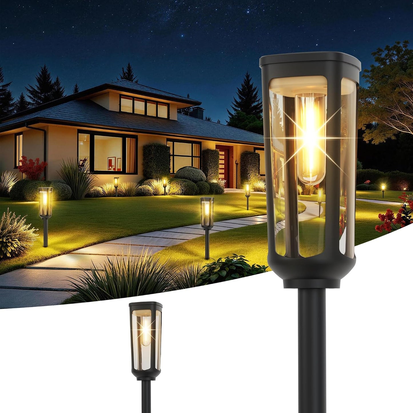 JEJOT Solar Pathway Lights Outdoor Waterproof, 2 Pack Solar Walkway Lights