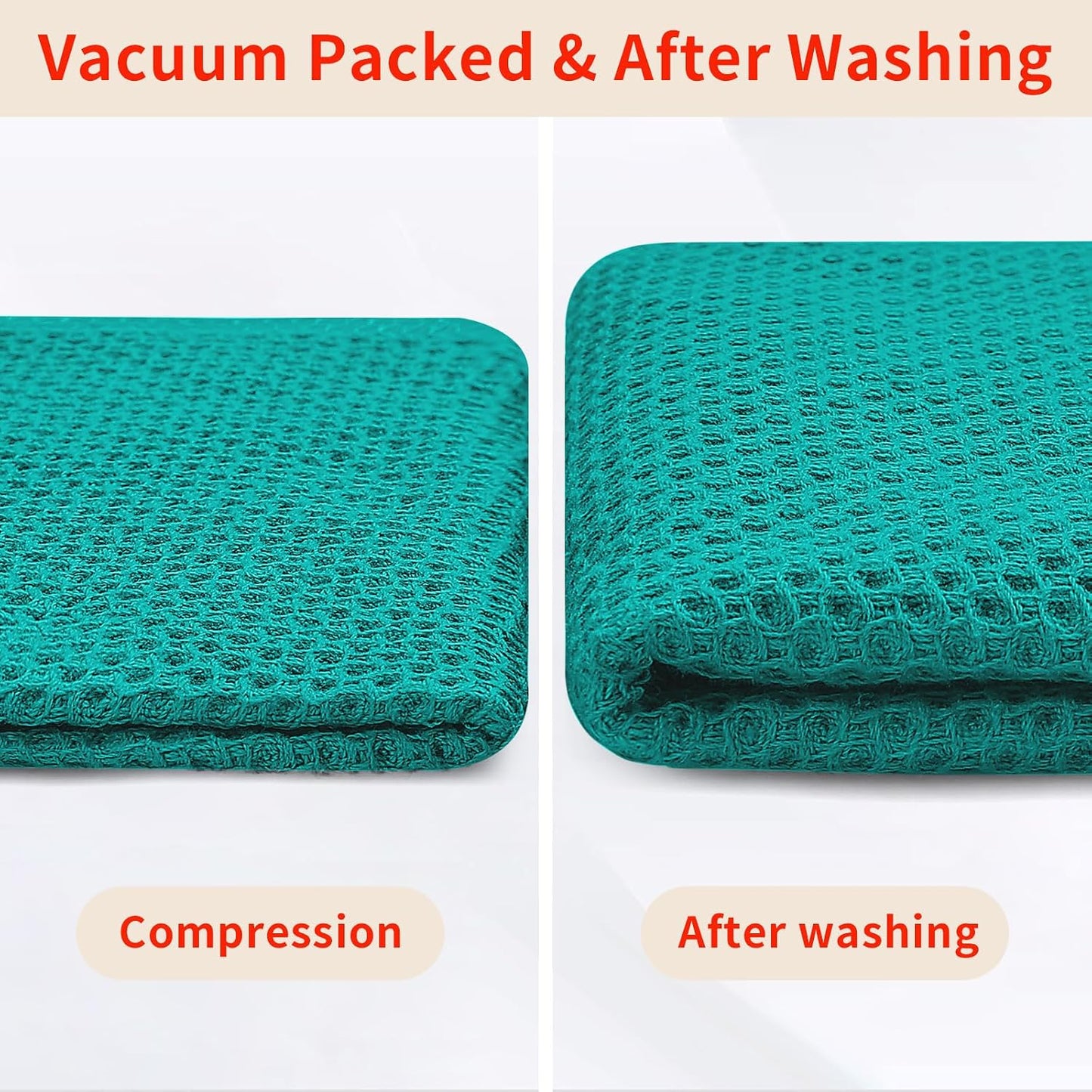 Homaxy 100% Cotton Waffle Weave Kitchen Dish Cloths 12-Pack, Teal | 12 x 12 Inches, Ultra Soft Absorbent Dish Towels