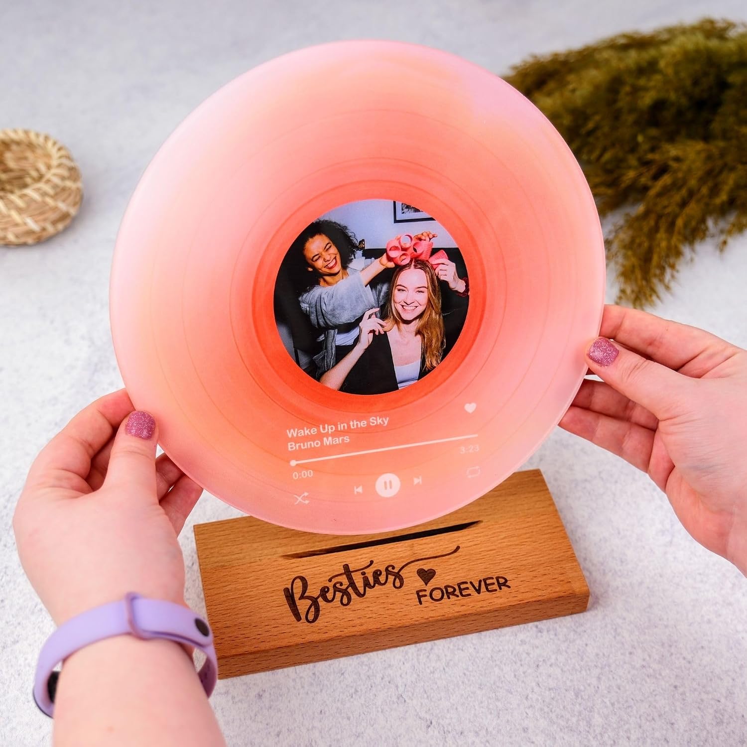 bonibom Personalized Vinyl Record with Photo - Custom Acrylic Song Plaque - Unique Gifts for Anniversary, Wedding