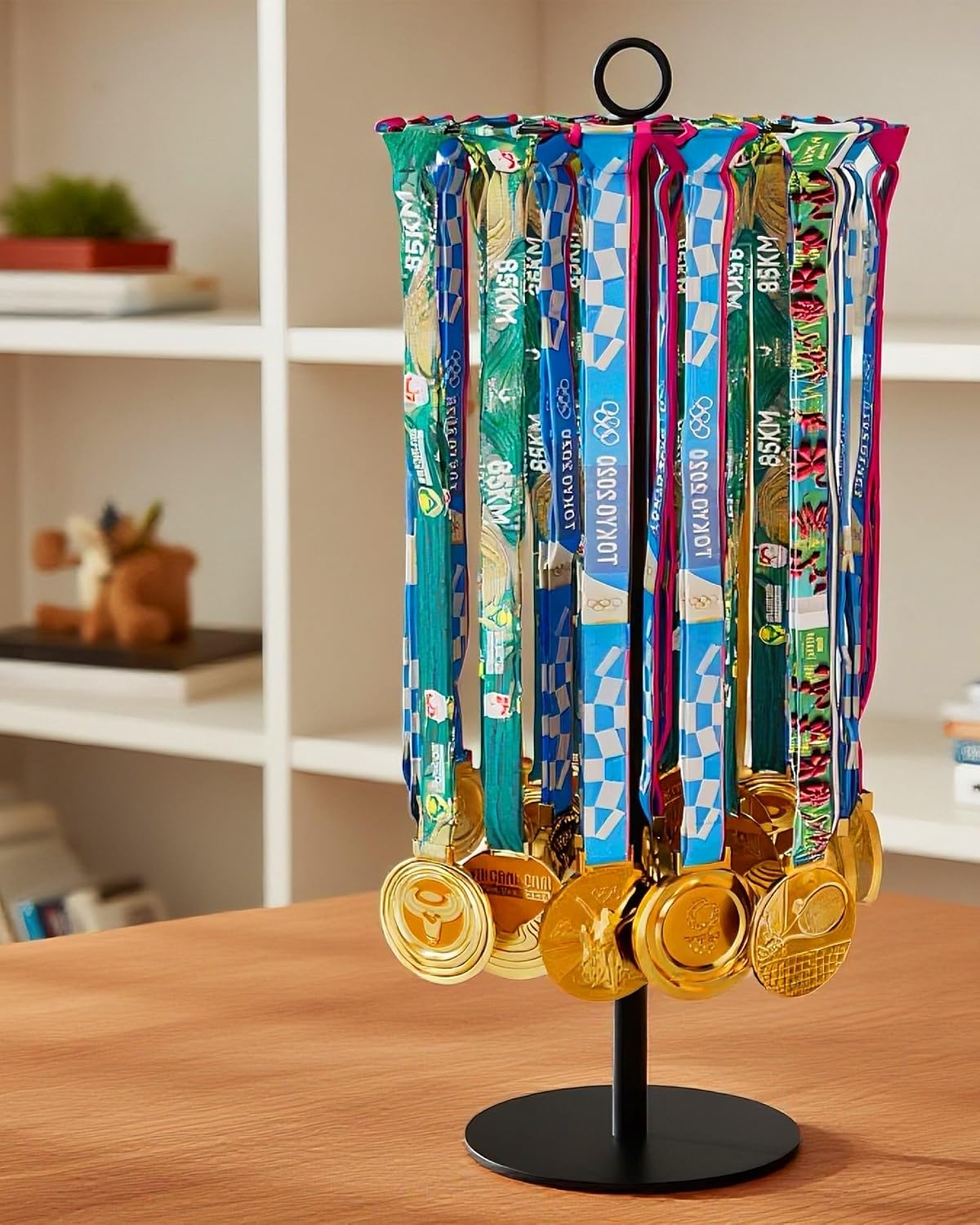 Rotatable Medal Hanger Display – Adjustable Medal Honor Display – Desktop Metal Medal Holder for Running, Sports