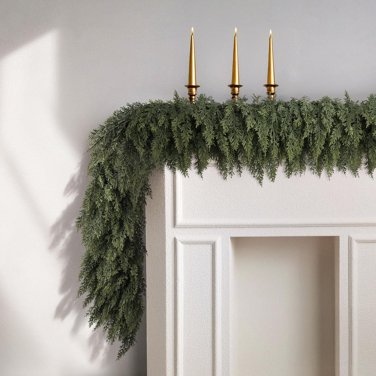 4PCS 9FT Christmas Cedar Garland Realistic Thick Soft Christmas Decorations | Real Touch Full Lush Artificial Greenery