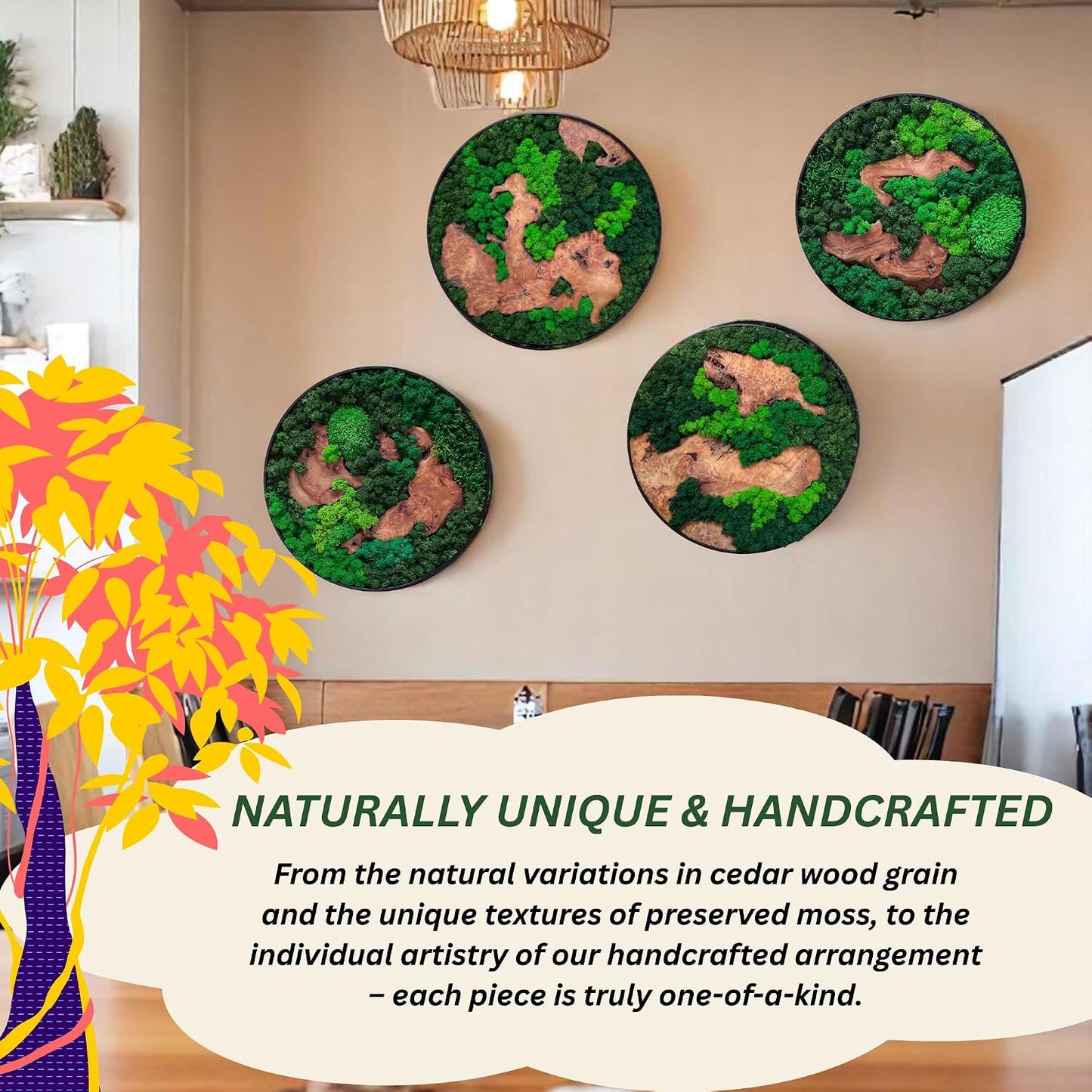 Unique No-Maintenance Decor / Round/green / 12"L x 12"W / Scattered