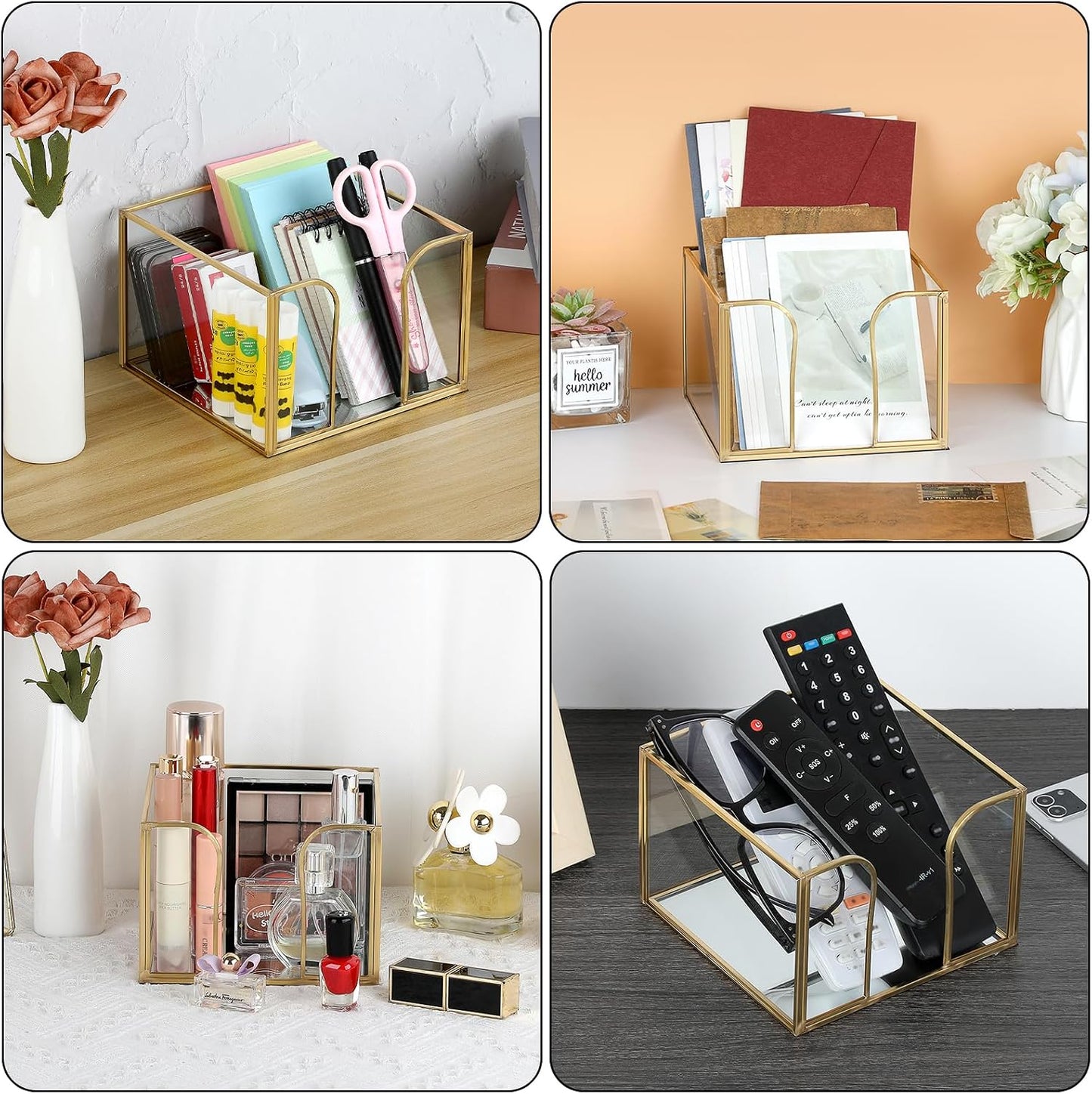 Glass Napkin Holder / Gold