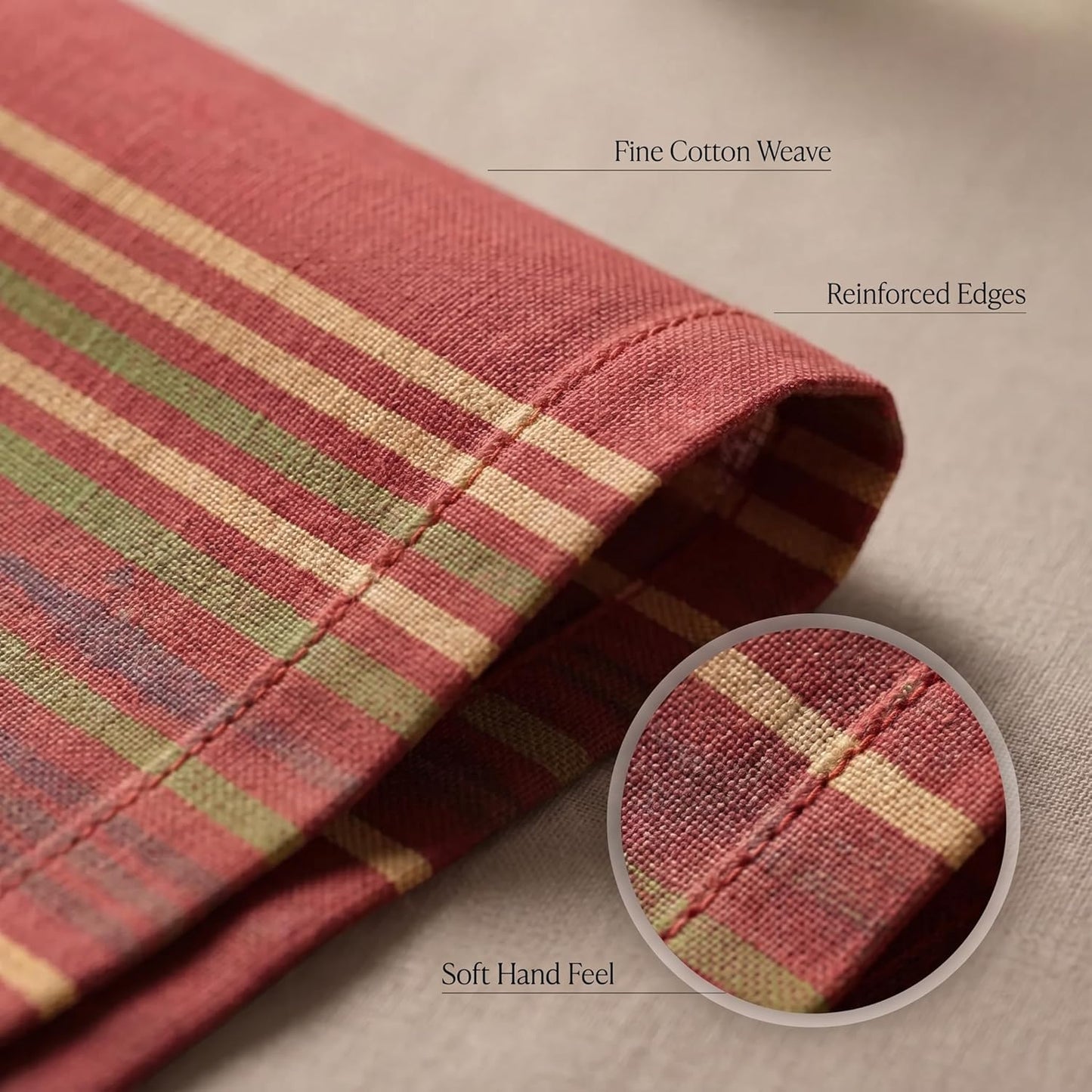 Urban Villa Cloth Napkins Cotton 20x20 (Set of 12) Fall Stripes