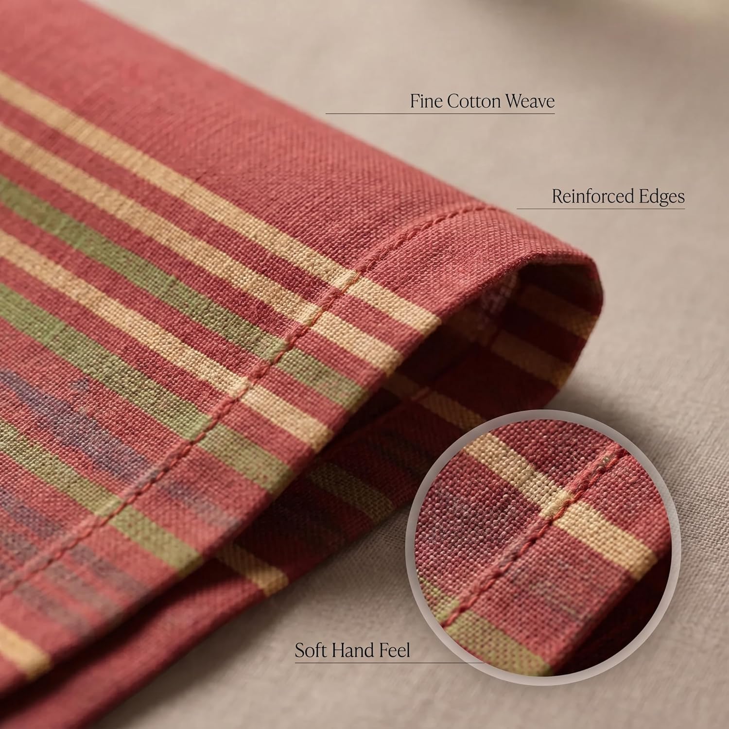 Urban Villa Cloth Napkins Cotton 20x20 (Set of 12) Fall Stripes