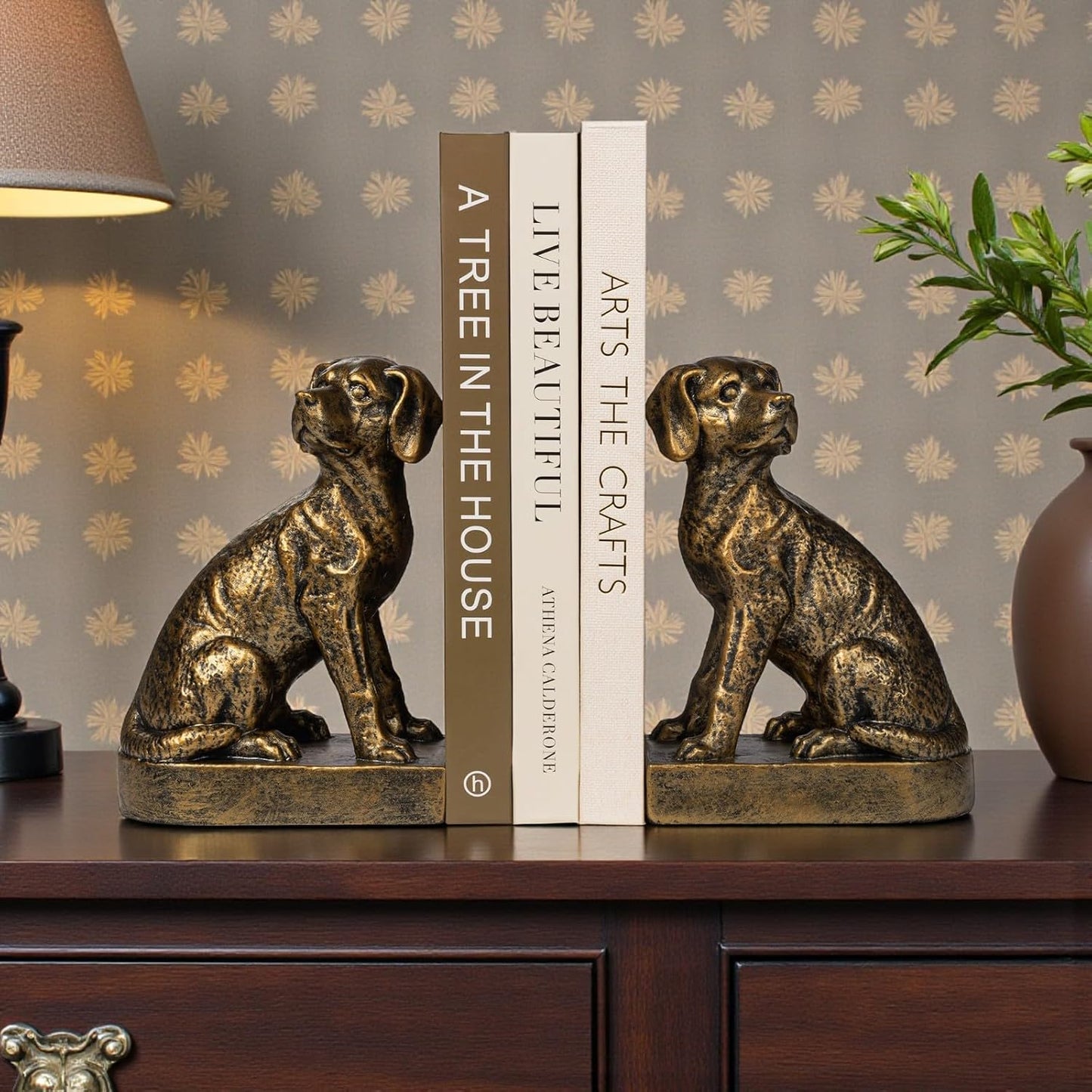 Decorative Bookends / Dog Book Ends for Heavy Books / Gold
