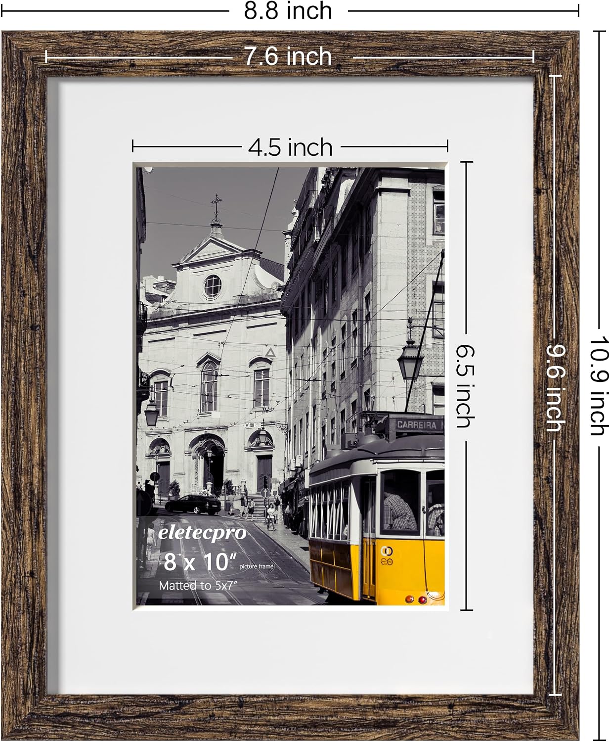 eletecpro 8x10 Picture Frames, Acrylic Cover, Multi Color, Set of 10 | Display Photo 5x7 with Mat or 8x10 without