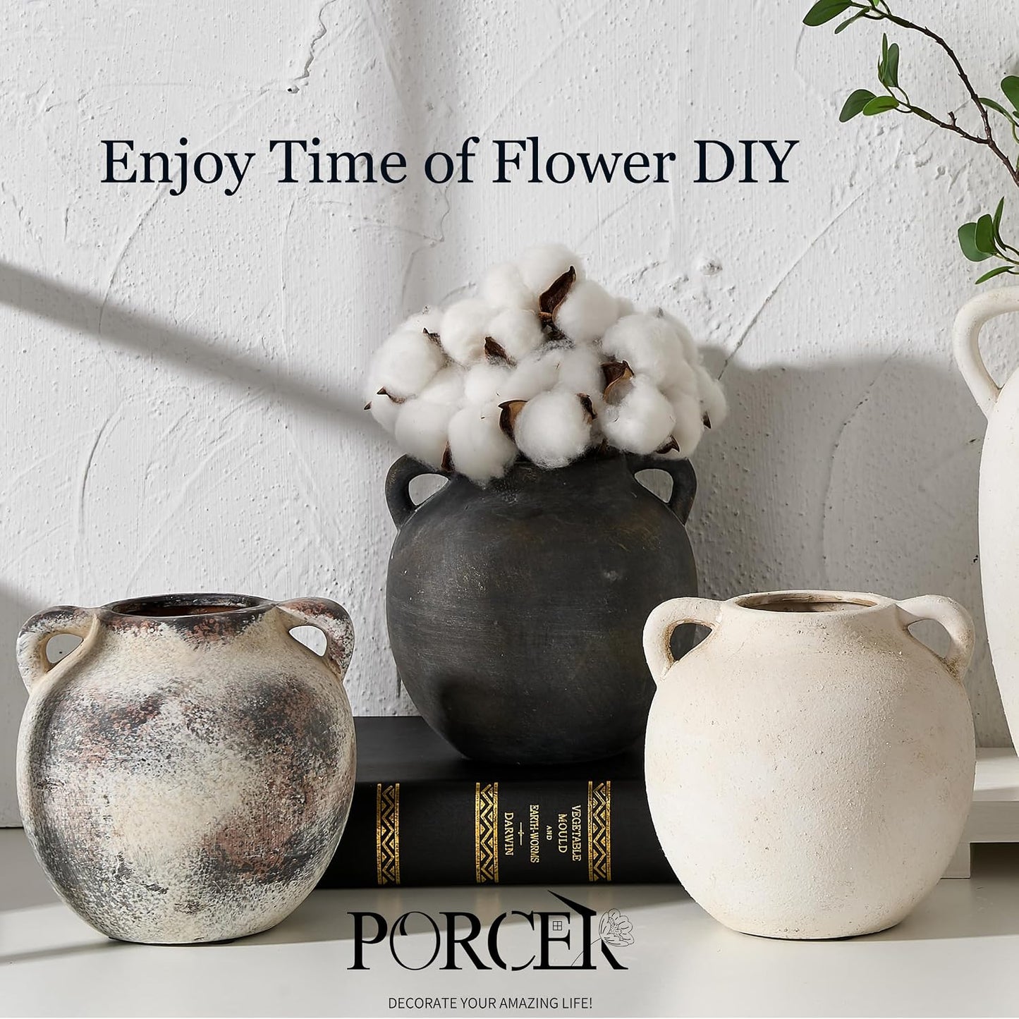 Ceramic Rustic Vase / Black Bronze-5.8 / 5.8 Inch