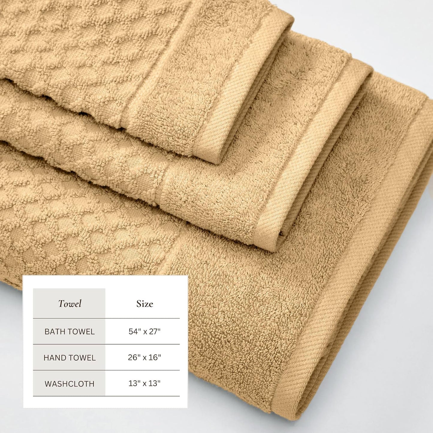 Great Bay Home Bath Towels - 100% Cotton 6 Piece Towel Set - Diamond Waffle Weave - Absorbent, Durable, Quick-Dry