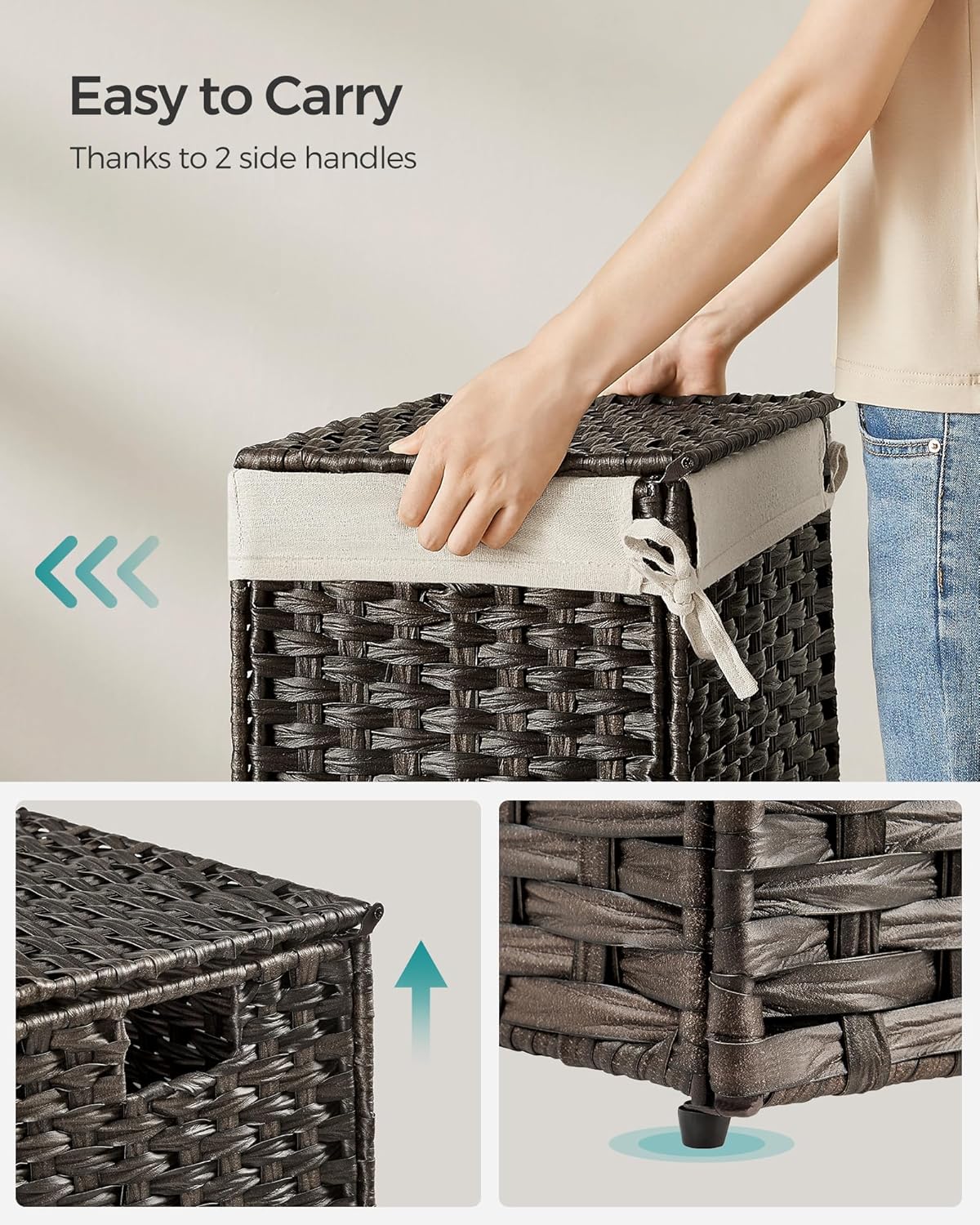 Metal Frame / Woven Blanket Storage Bin / 35 L / Brown