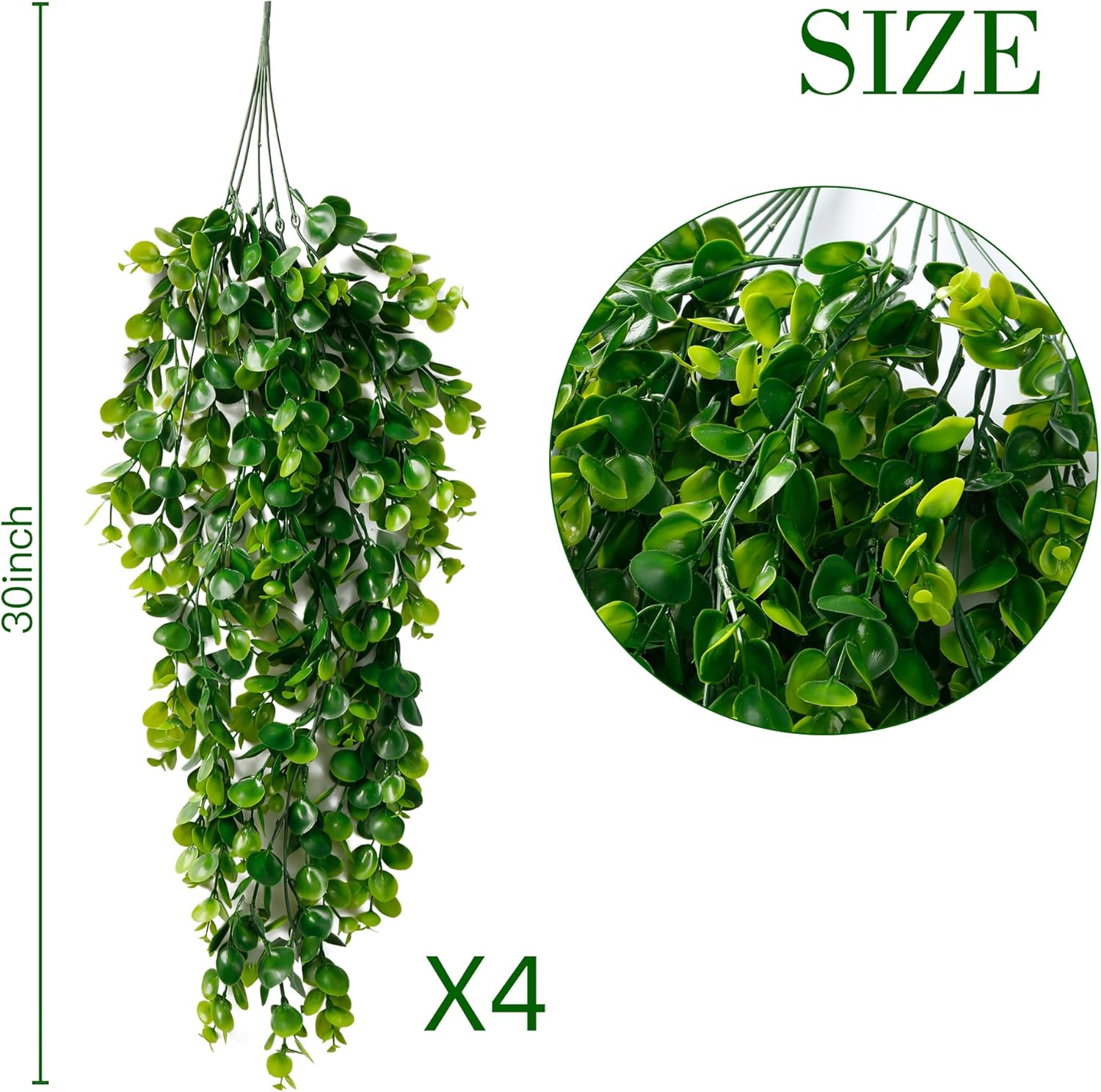 Artificial Hanging Plants Fake Hanging Plant Faux Hanging Eucalyptus Plants UV Resistant / Set of 4