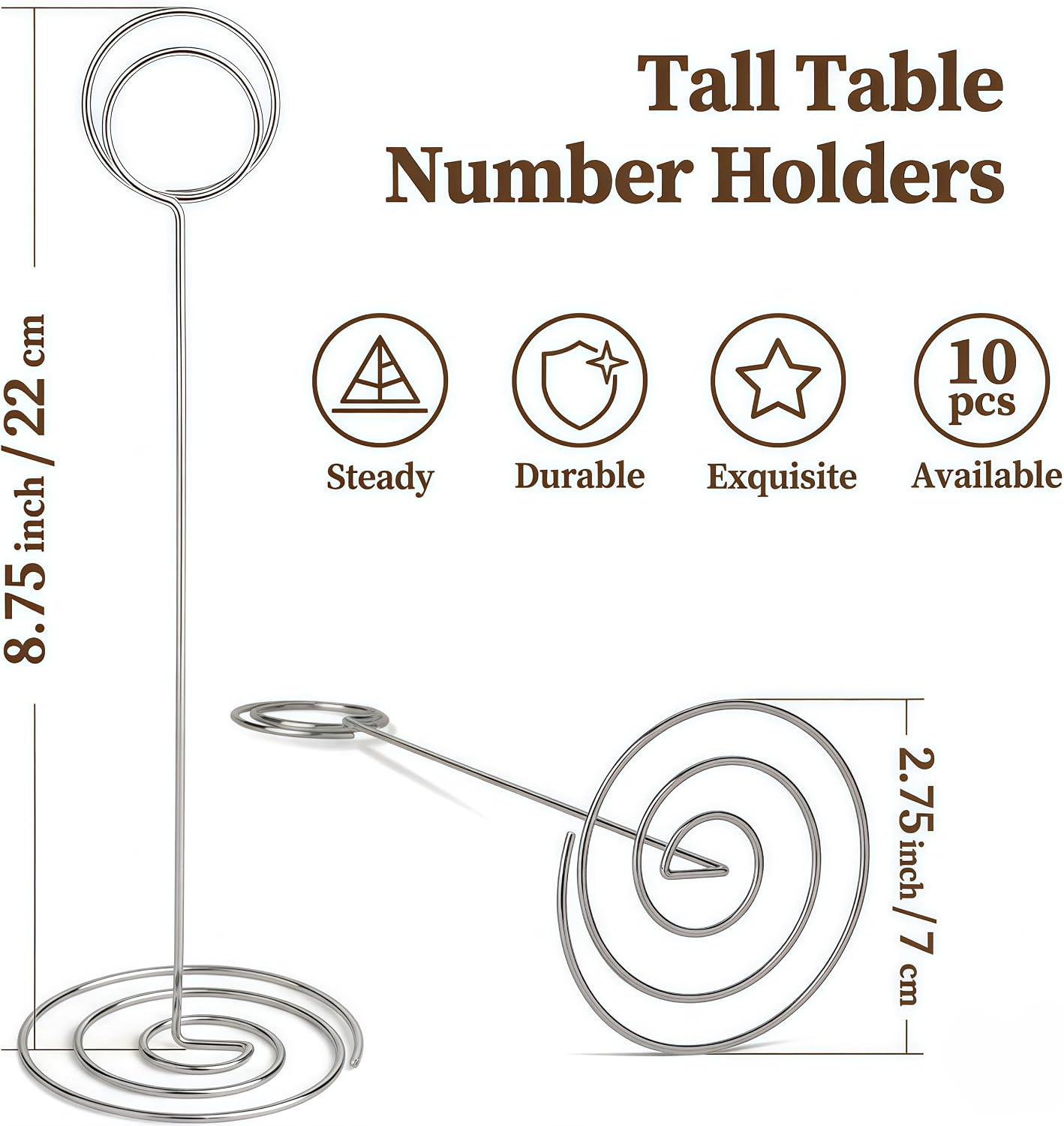 Radezon 20 Pack 8.75 inch Tall Table Number Holders Place Card Holder Table Picture Holder Wire Photo Holder Clips