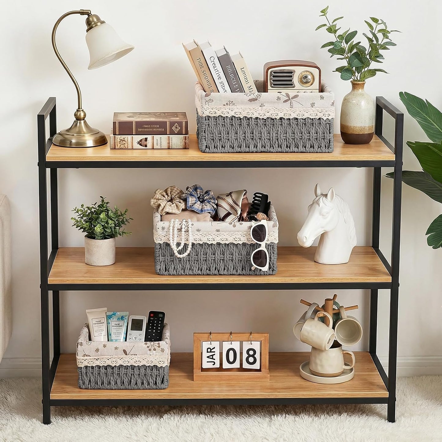 Wicker Storage Baskets / Gray / L+M+S / Set of 3