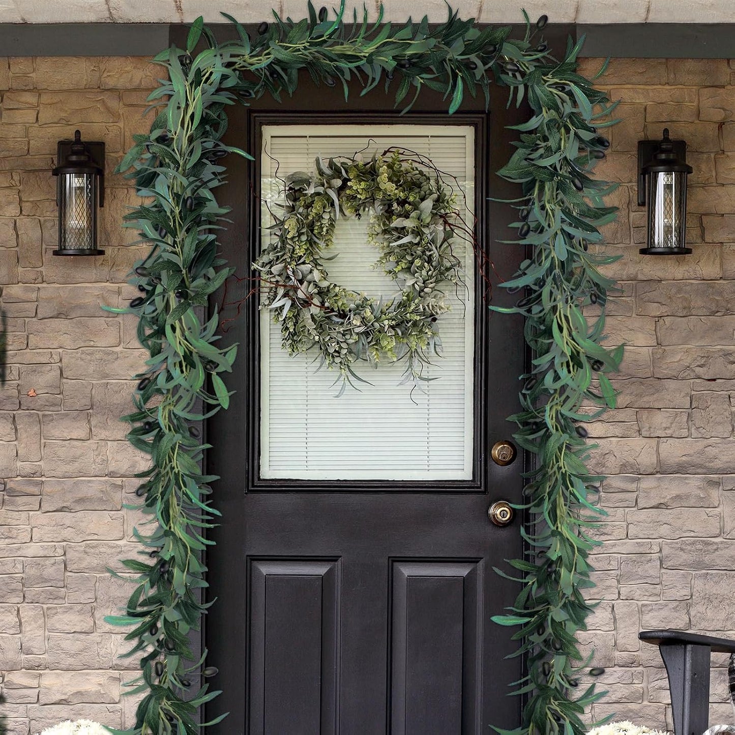 Total Artificial Olive Leaf Vine Artificial Garland Hanging Vine / 10 Ft / Green / Set of 2