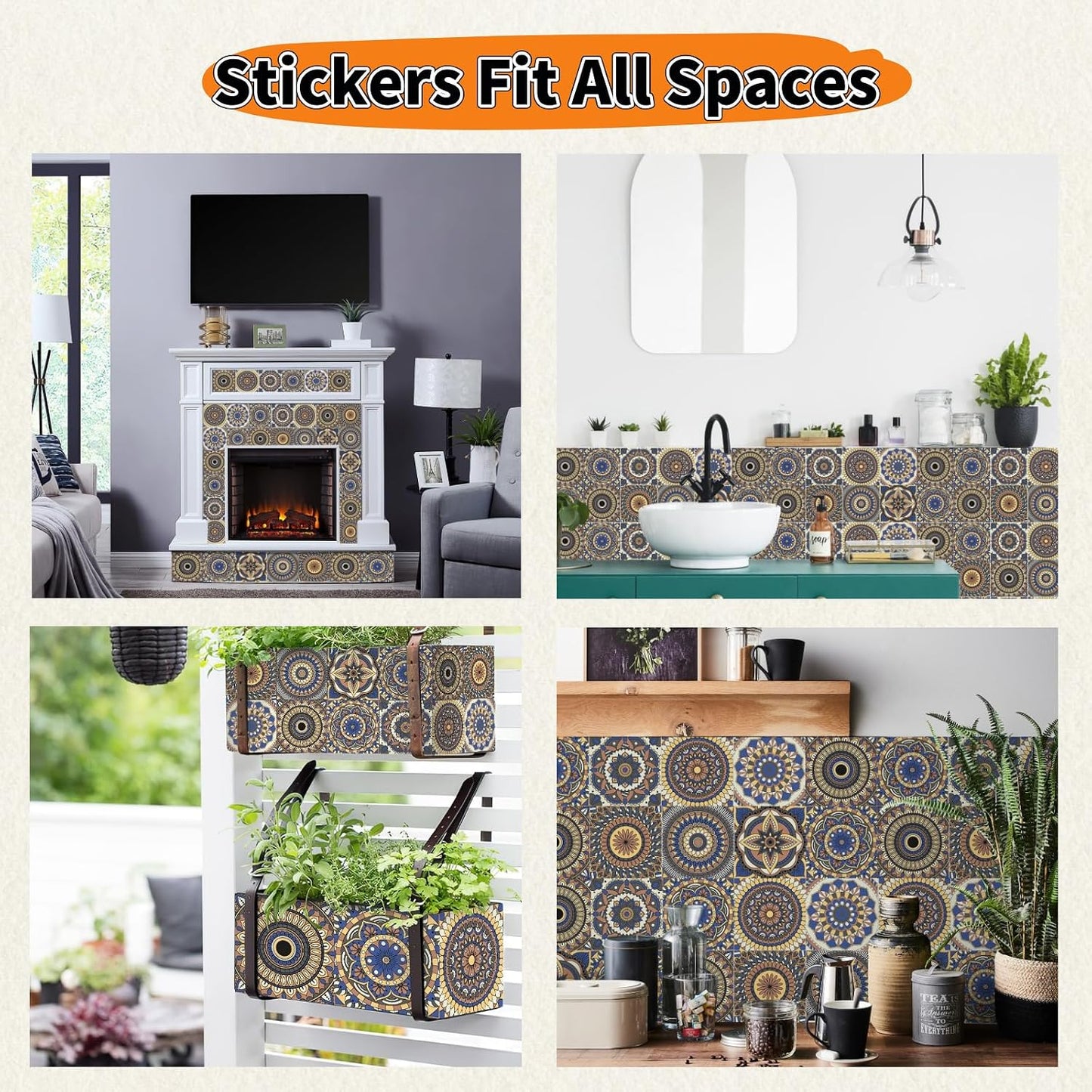PVC Peel and Stick Tile Stickers Waterproof Removable Backsplash / Style E / 3.94 x 3.94 / Set of 24
