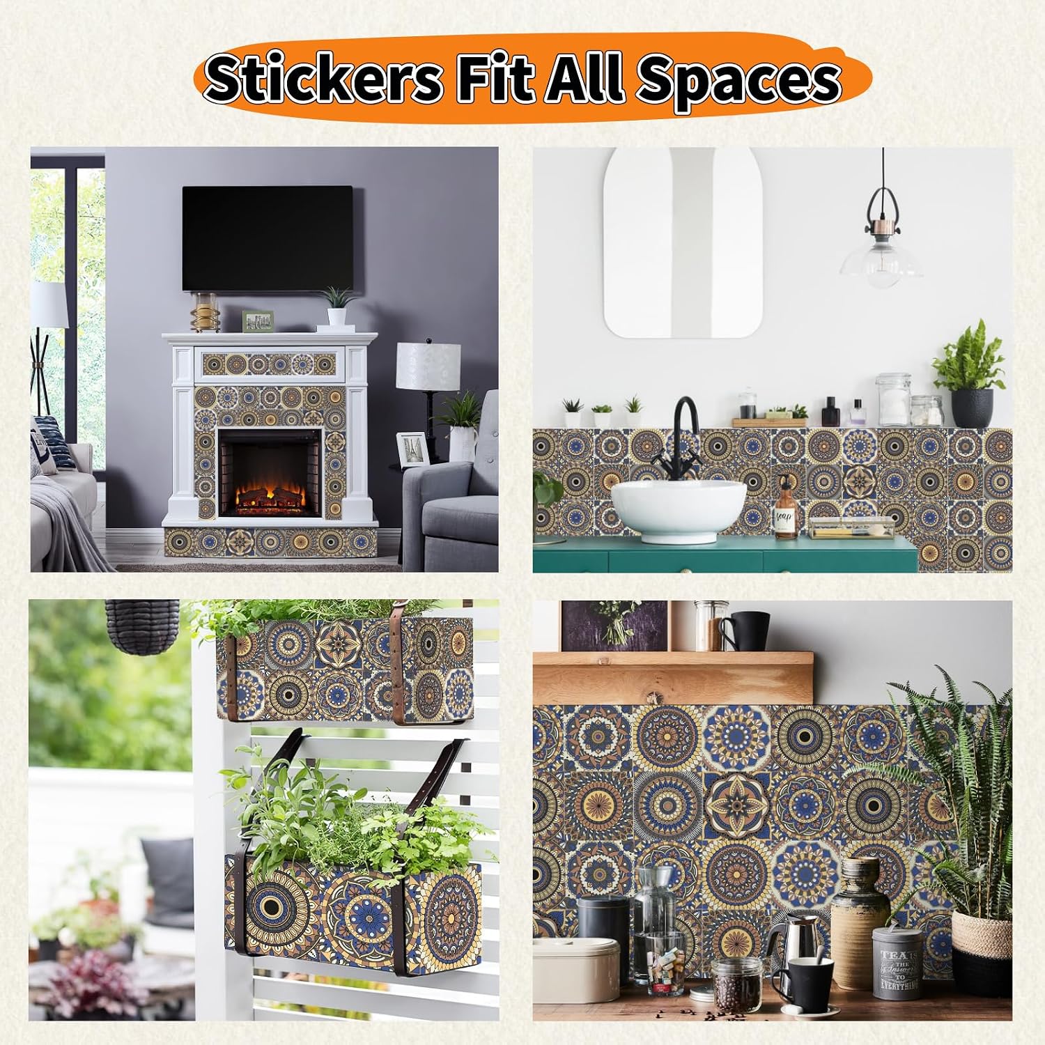 PVC Peel and Stick Tile Stickers Waterproof Removable Backsplash / Style E / 3.94 x 3.94 / Set of 24