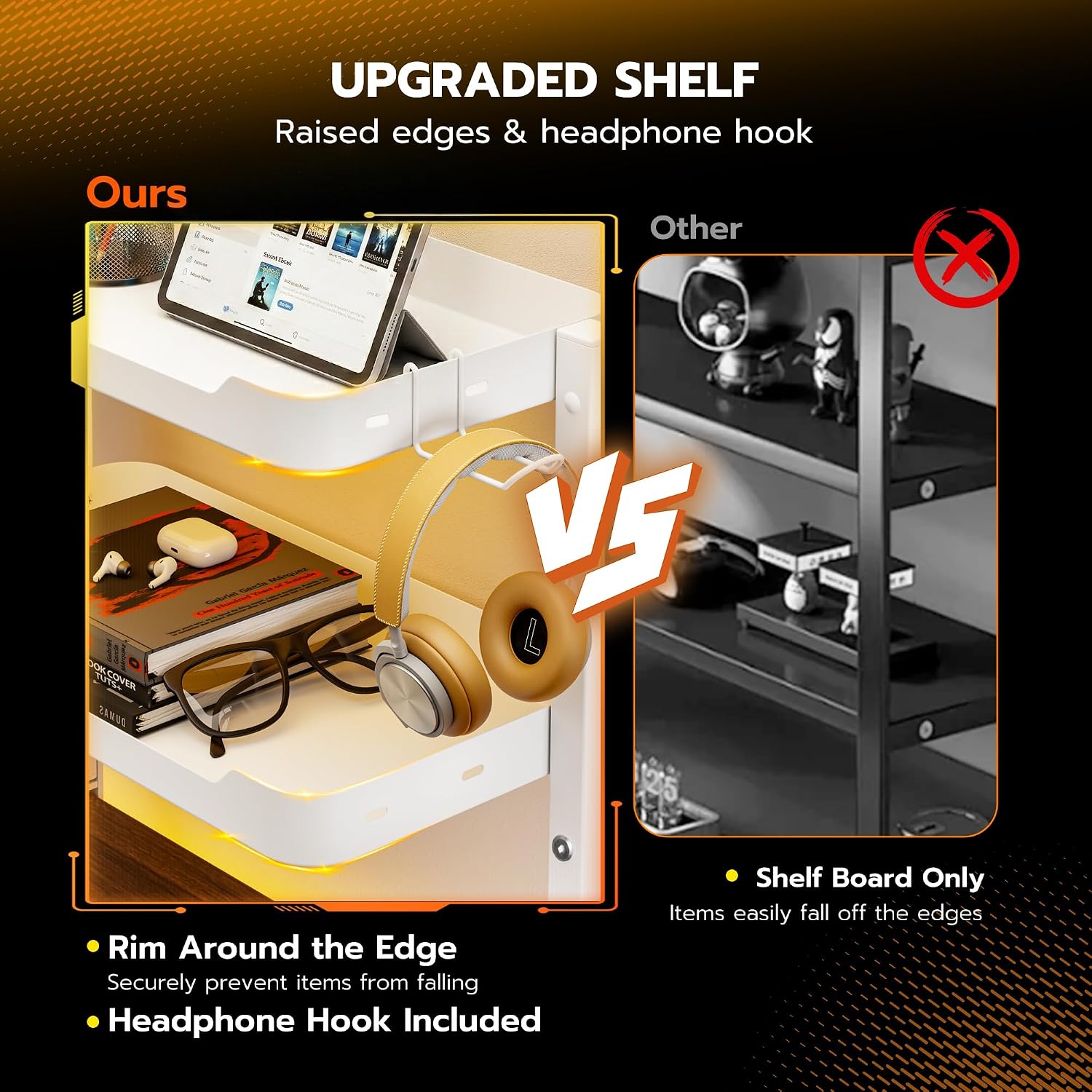 ARES WING 2-Tier 16 inch Clamp On Desk Shelf, Above or Under Desk Storage | Adjustable Desktop Organizer Shlef Holds 66