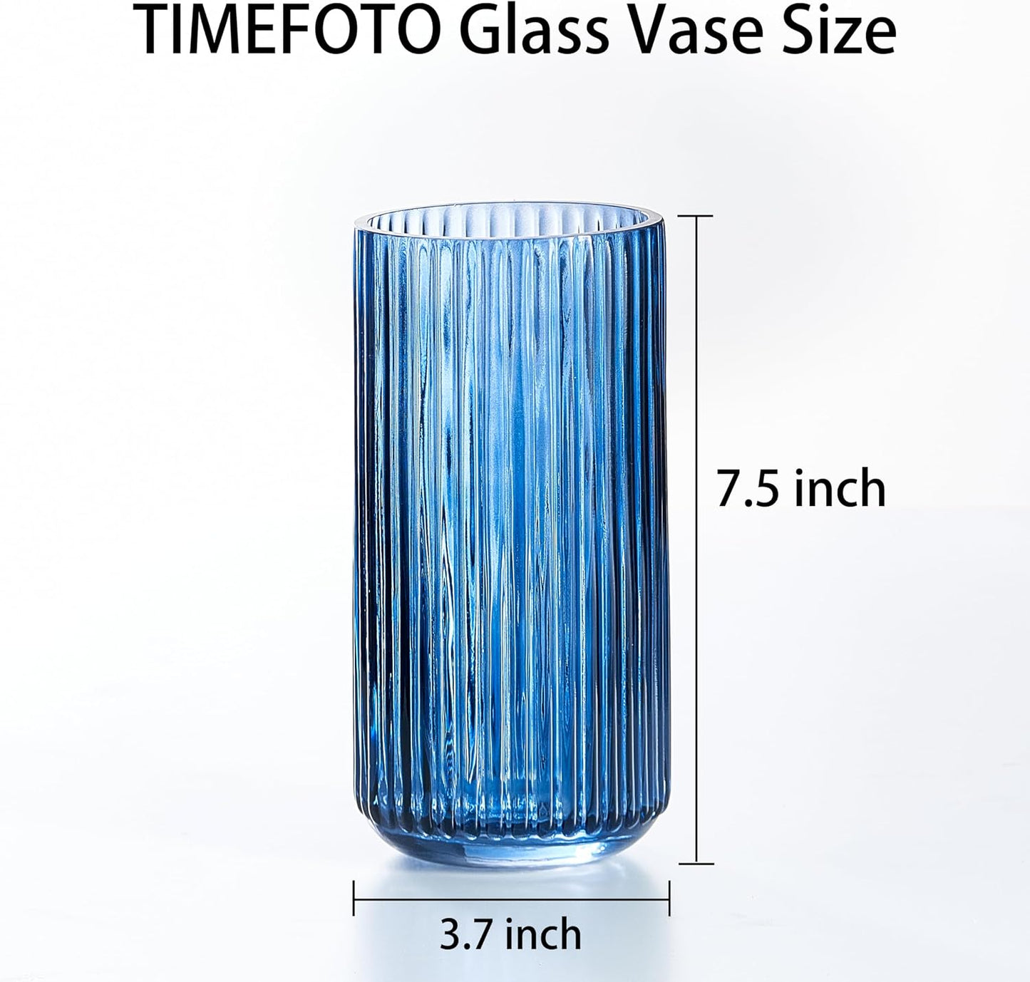 Glass Flower Vase for Pampas Grass / Blue / 7.5 Inch