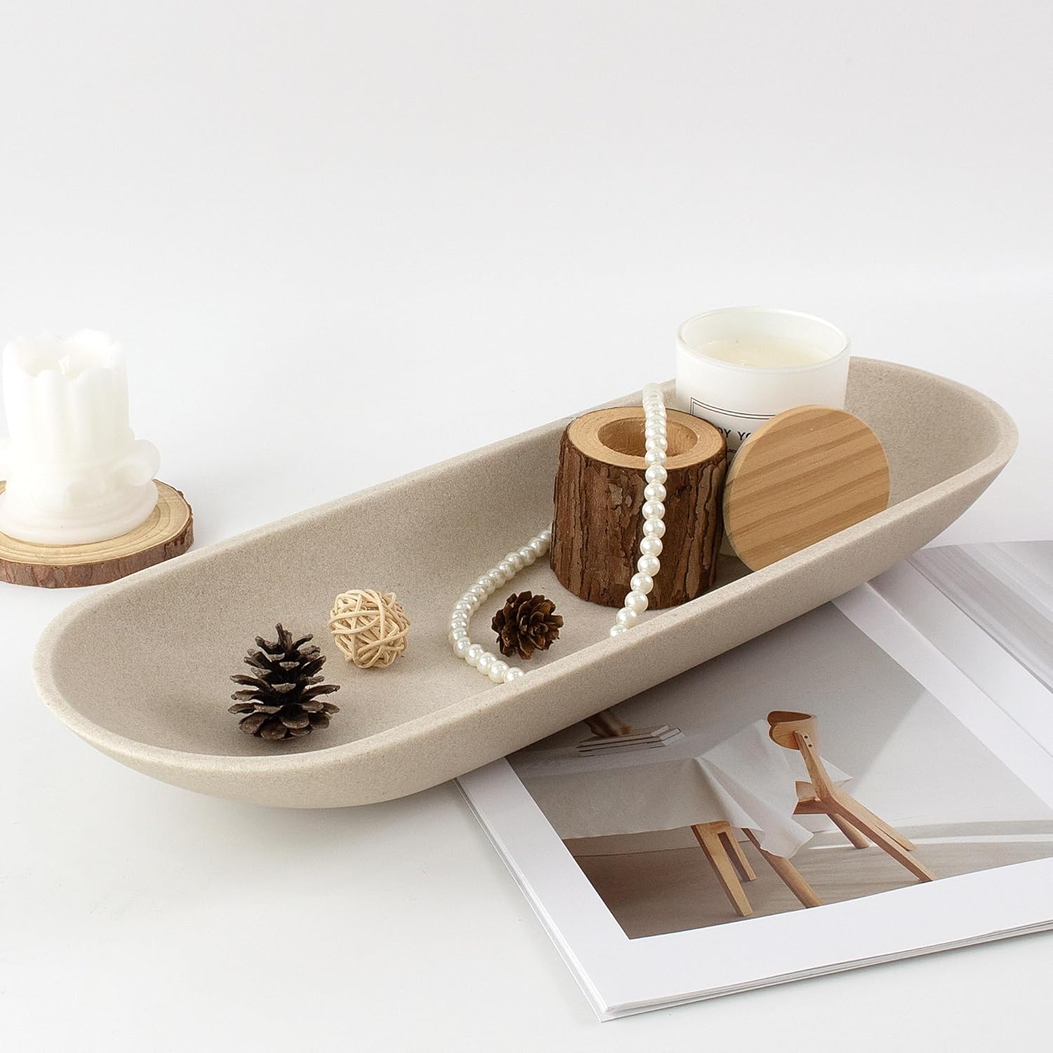 Long Dough Bowl / Beige / Extra Long / 17.72 Inch