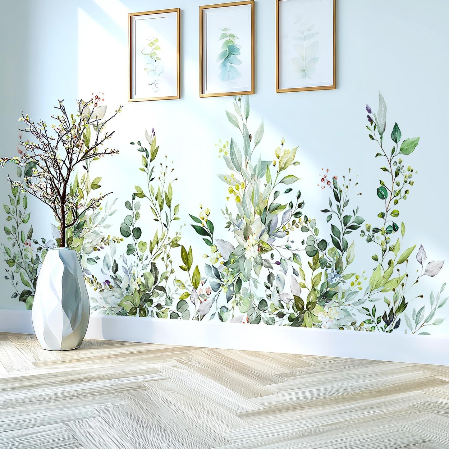 Large Floral Flowers Wall Stickers / Plants Green