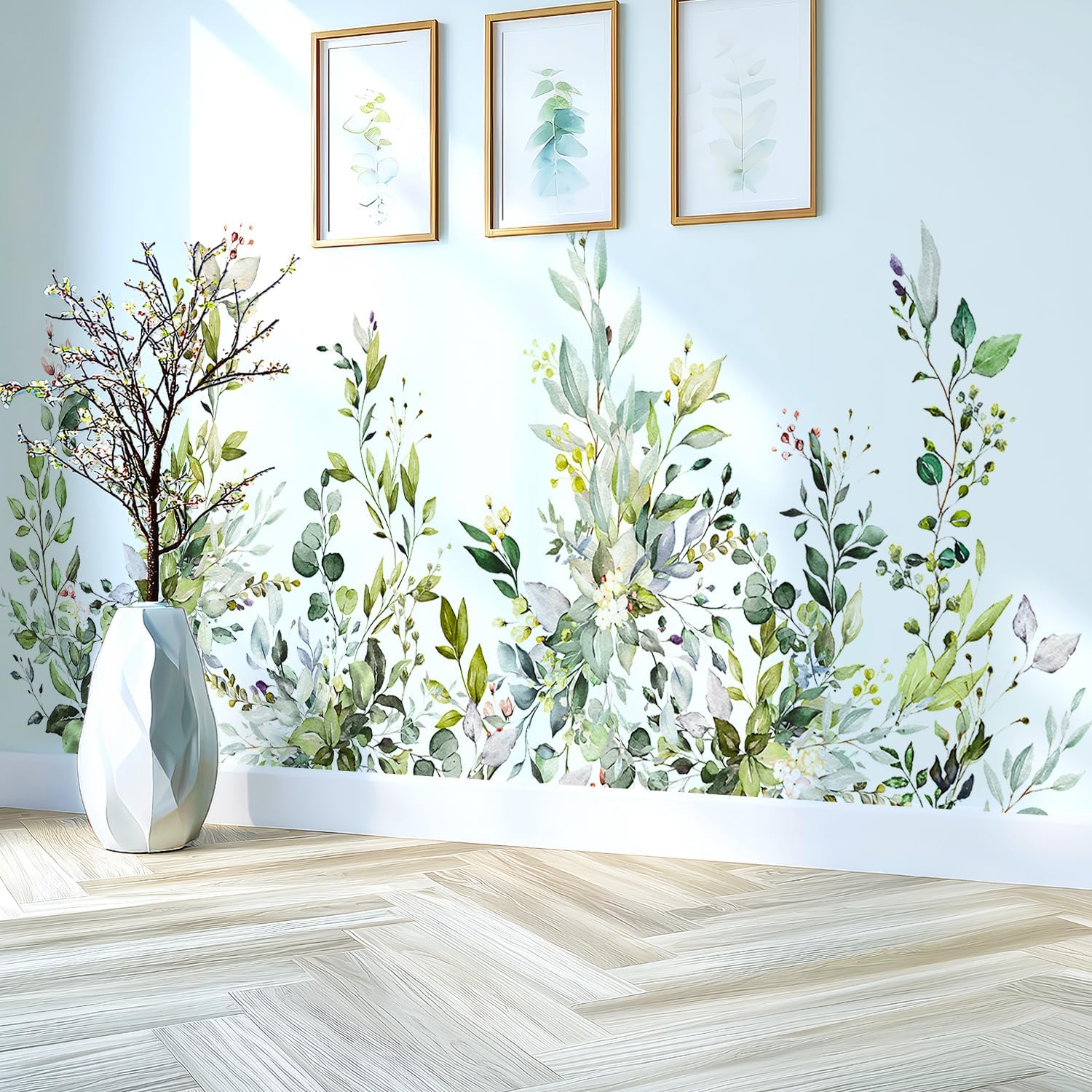 Large Floral Flowers Wall Stickers / Plants Green