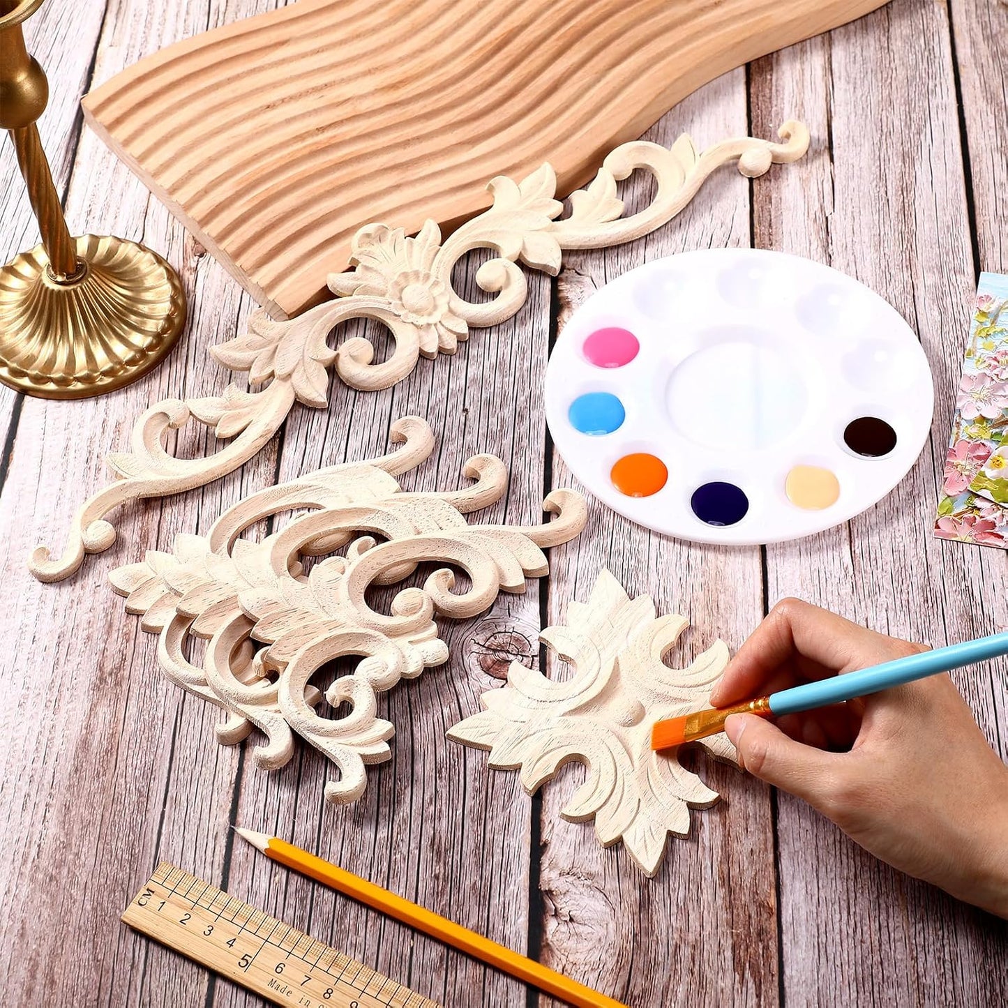 Wood Appliques and Onlays for Furniture Carved Onlays DIY / Classic Style / Large Size / Set of 8