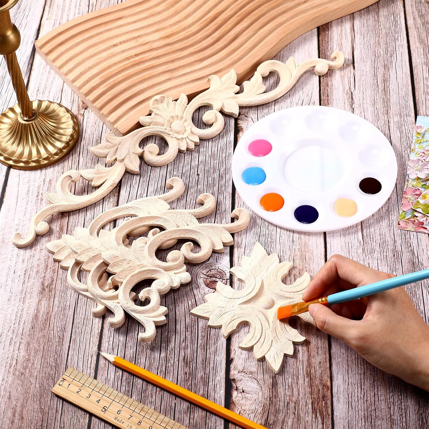 Wood Appliques and Onlays for Furniture Carved Onlays DIY / Classic Style / Large Size / Set of 8