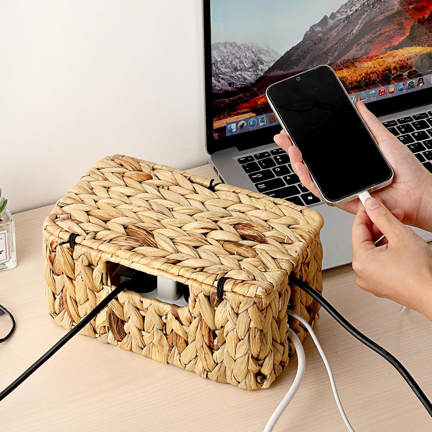 Cable Organizer Box / S / Water Hyacinth
