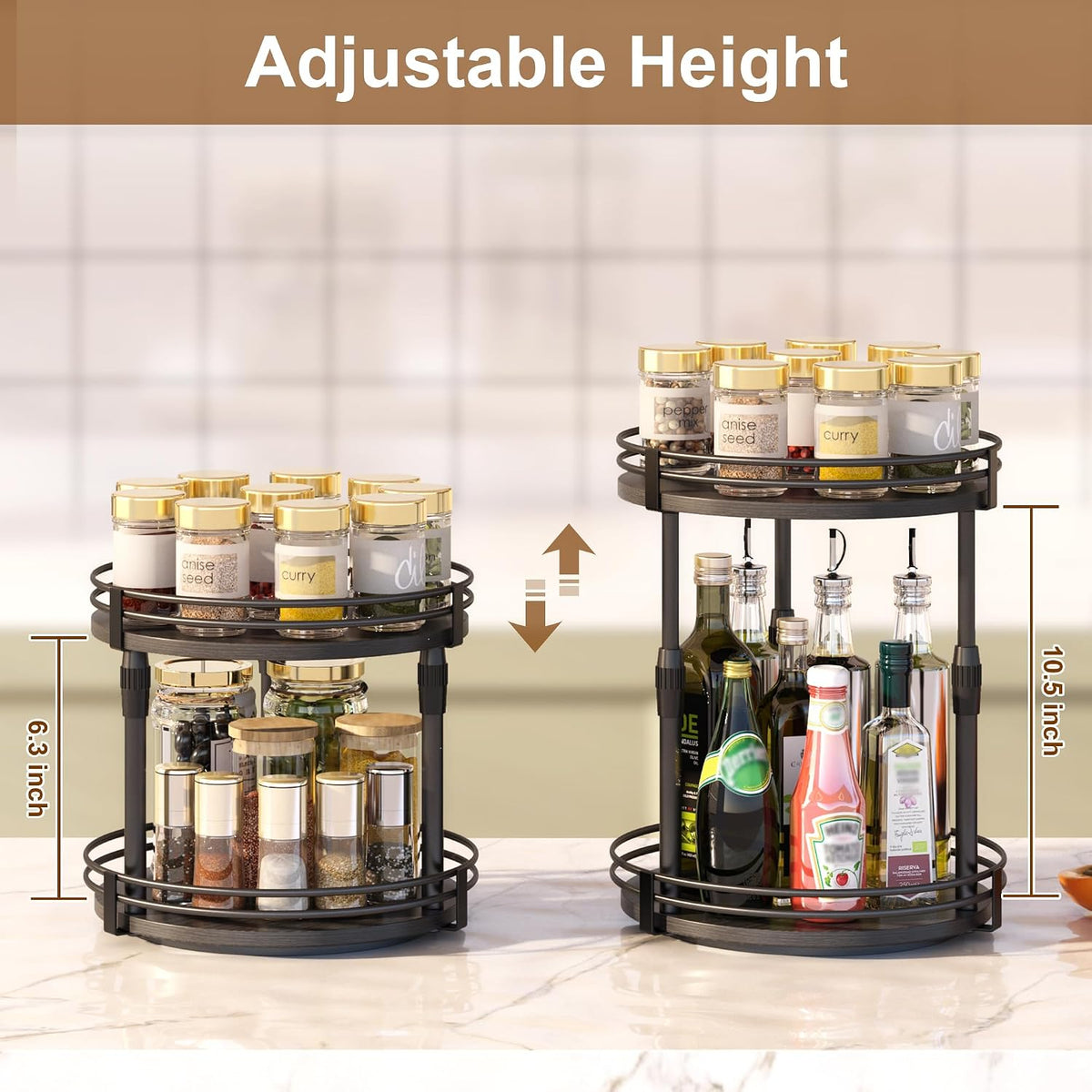 Across-Star Lazy-Susan-Organizer-Spice-Rack, Rotating Spice Organizer for Cabinet Pantry, Seasoning Holder Spice Shelf