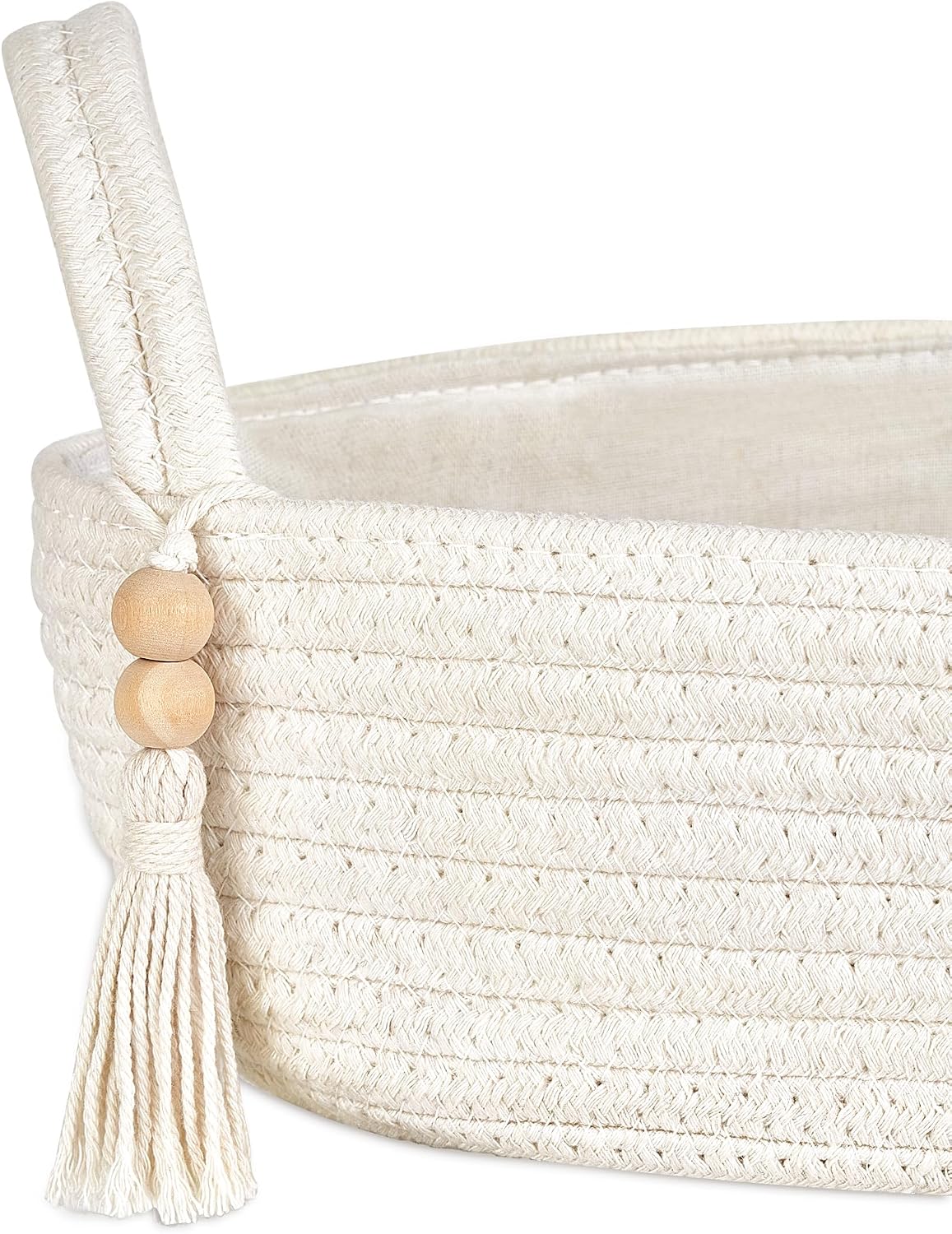 Small Storage Basket for Toilet Tank Top Boho Bathroom Decor Woven Rope Toilet / White / Medium