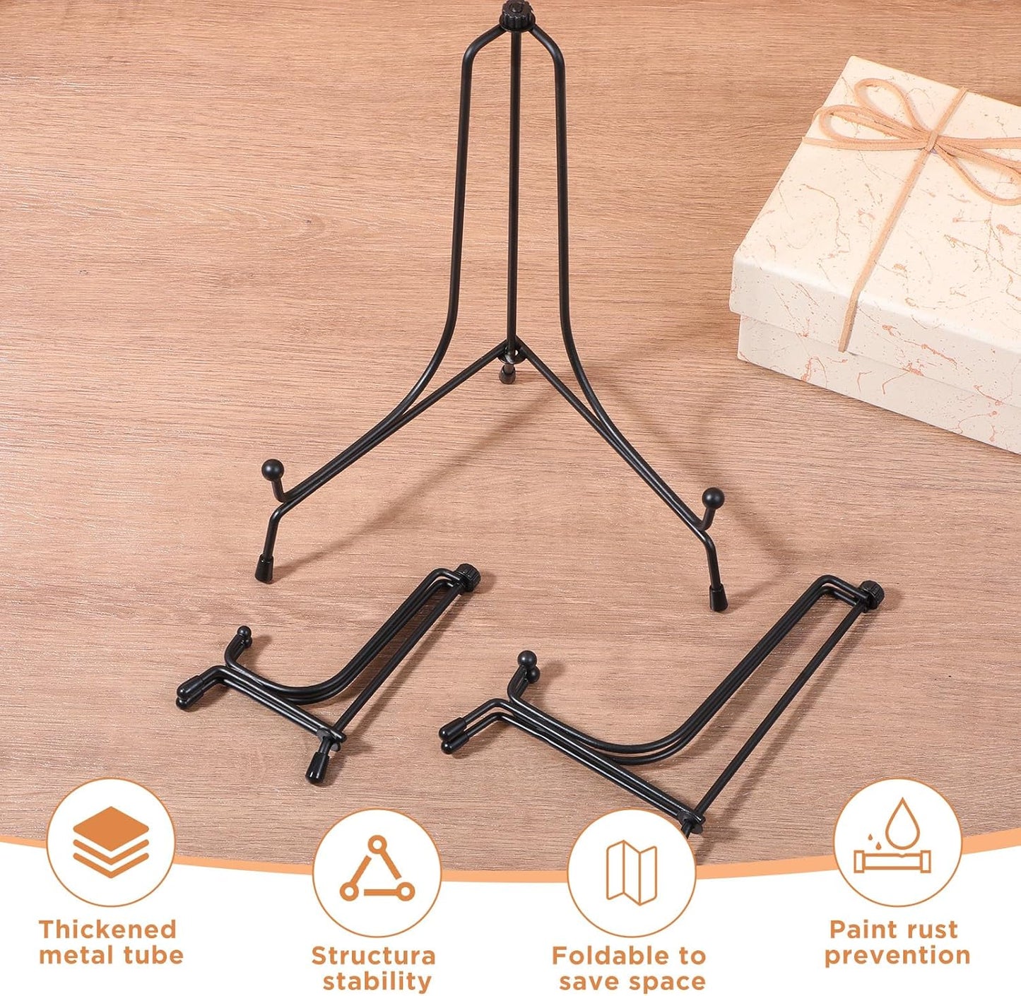 Iron Plate Stands for Display / Black / 8 Inch / Set of 18