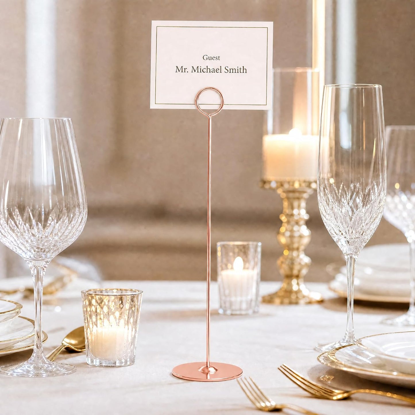 Urban Deco 12 Inch Rosegold Steel Place Card Holder,16 Pack Table Number Holder